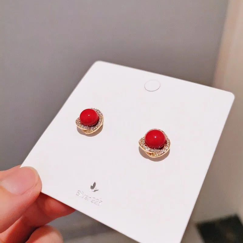 Earrings Charm Jewelry Round Pearl Classic Fashion QY133