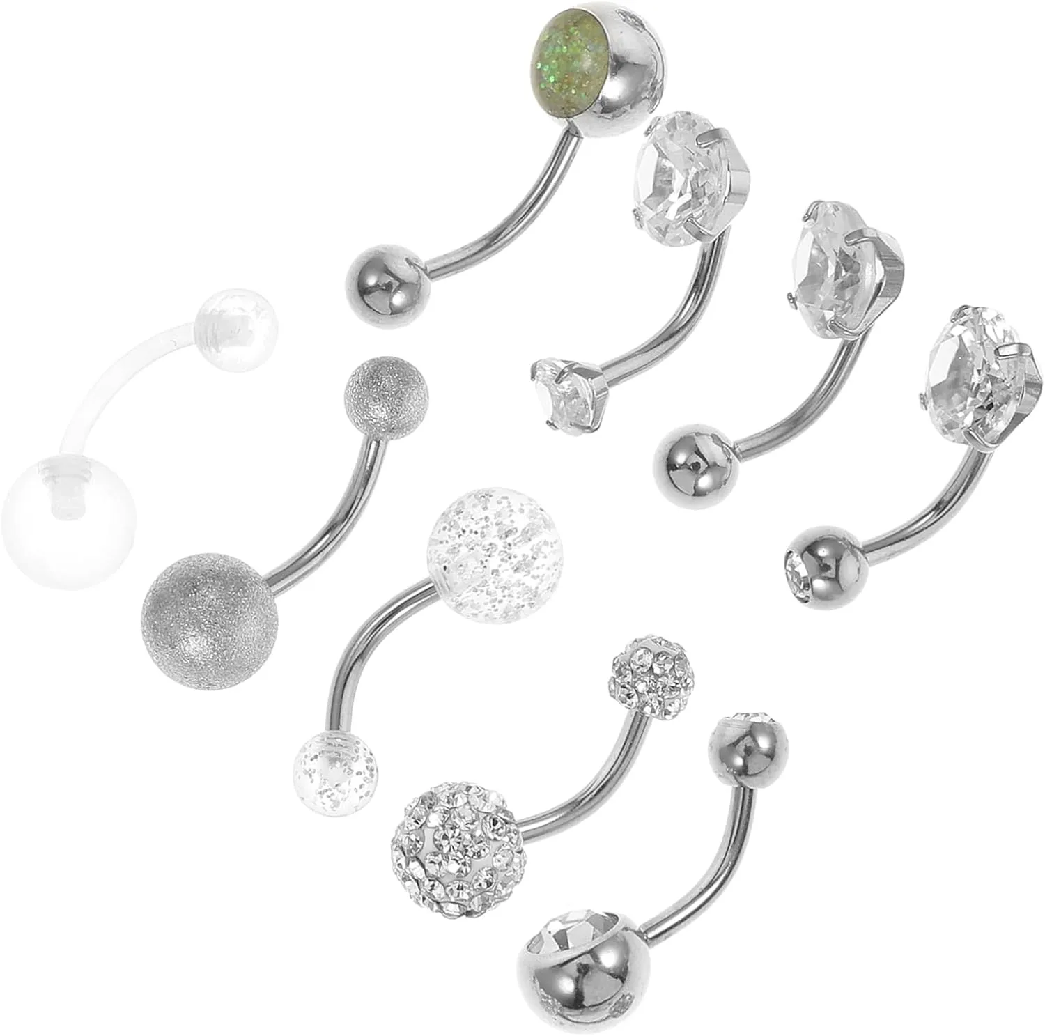 Elegant Belly Button Ring Stainless Steel Navel Jewelry Zircon Charms Show Your Personality
