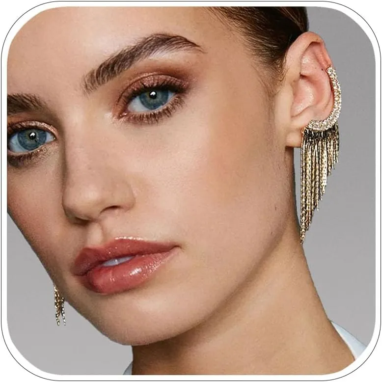 Elegant Gold Tassel Earrings For Women Dangling Sparkly Fringe Chandelier Earrings Formal Jewelry