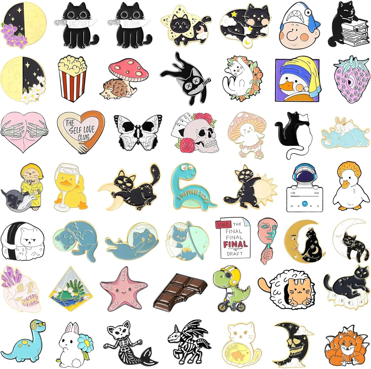 Enamel Pins for Backpack Aesthetic,Mix Enamel Pins Brooch Set Anime Pins Lapel Badges for Bag Clothes Brooches Enamel Pins Gift for Women Girls
