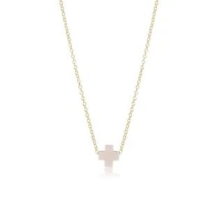 ENewton eGirl 14 Gold Signature Cross Off White Necklace