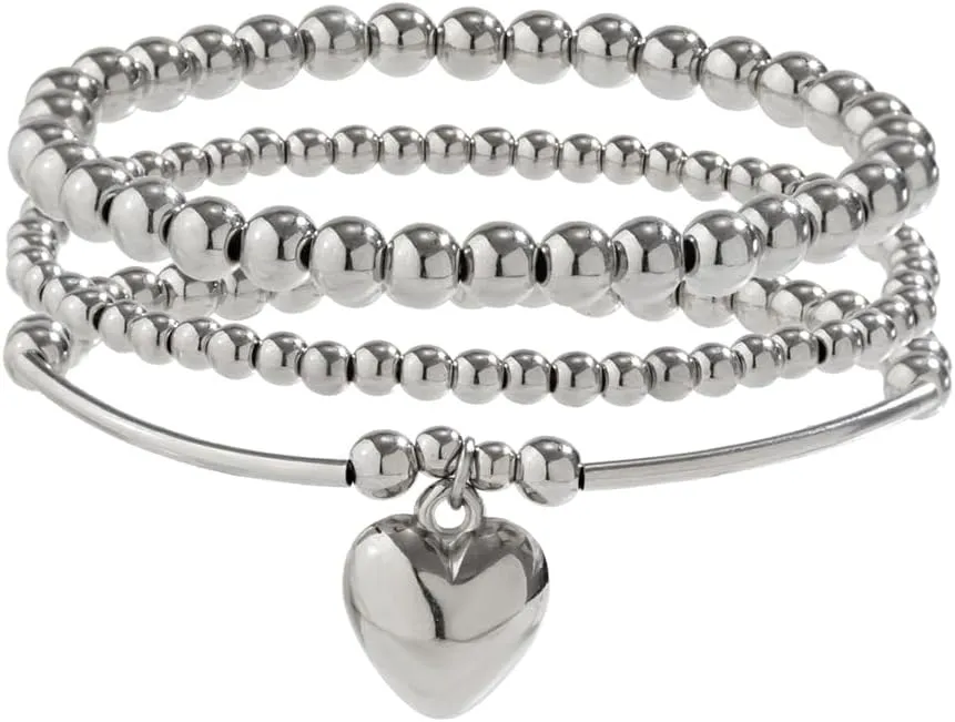 Fashion Boho Dainty Simple Silver Chain Bracelets Set for Women Adjustable Chunky Flat Cable Chain Love Punk Bracelets for Women