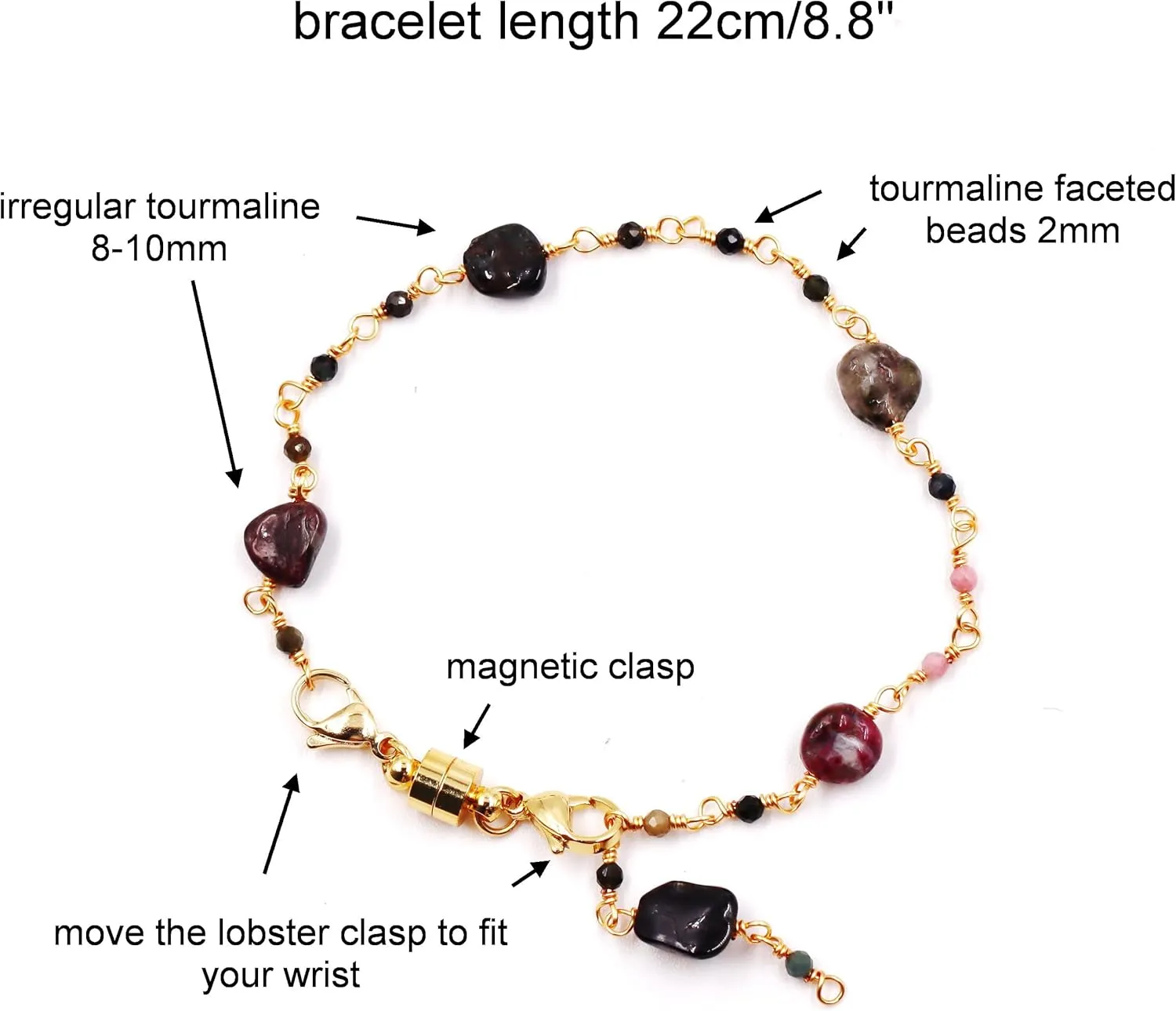 Fashion Gemstone Chain Bracelet Handmade Natural Stone Beaded Chain Bracelet, Lovely Gift for Mother and Girlfriend