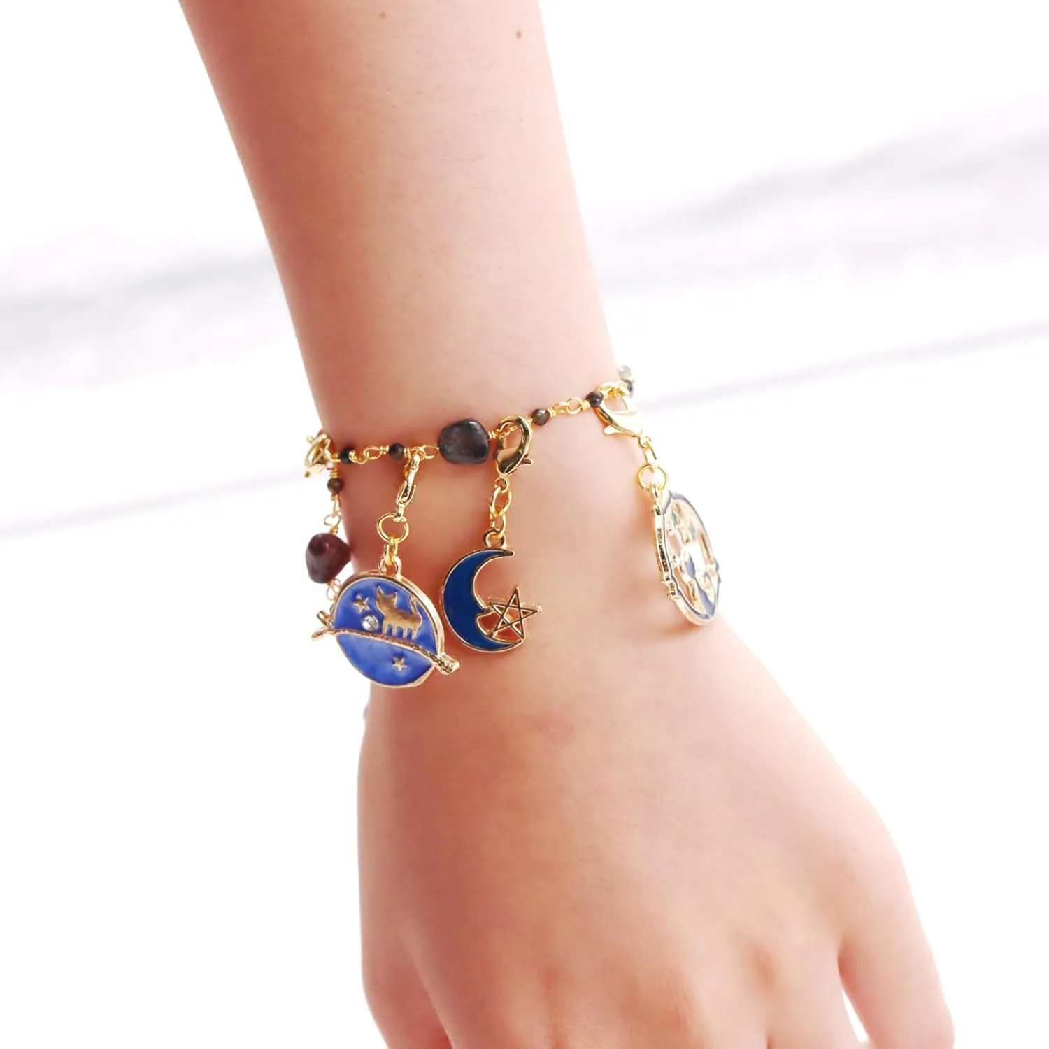 Fashion Gemstone Chain Bracelet Handmade Natural Stone Beaded Chain Bracelet, Lovely Gift for Mother and Girlfriend
