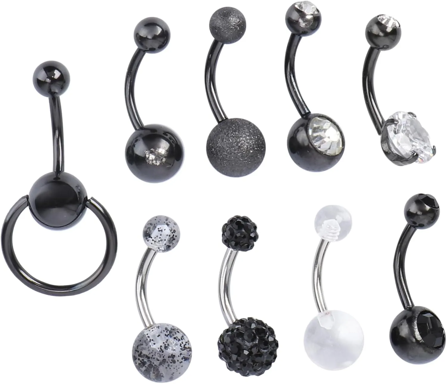 Fashionable Belly Button Ring Hoop Stainless Steel Acrylic Zircon Piercing Adornment