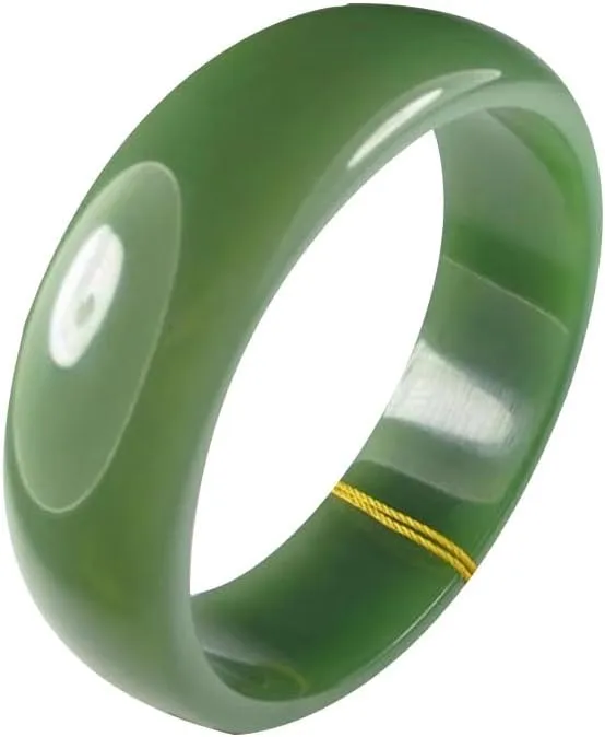 Fengshui Natural Hotan Jade Jasper Flat Round Jade Bracelet Apple Green Women's Style