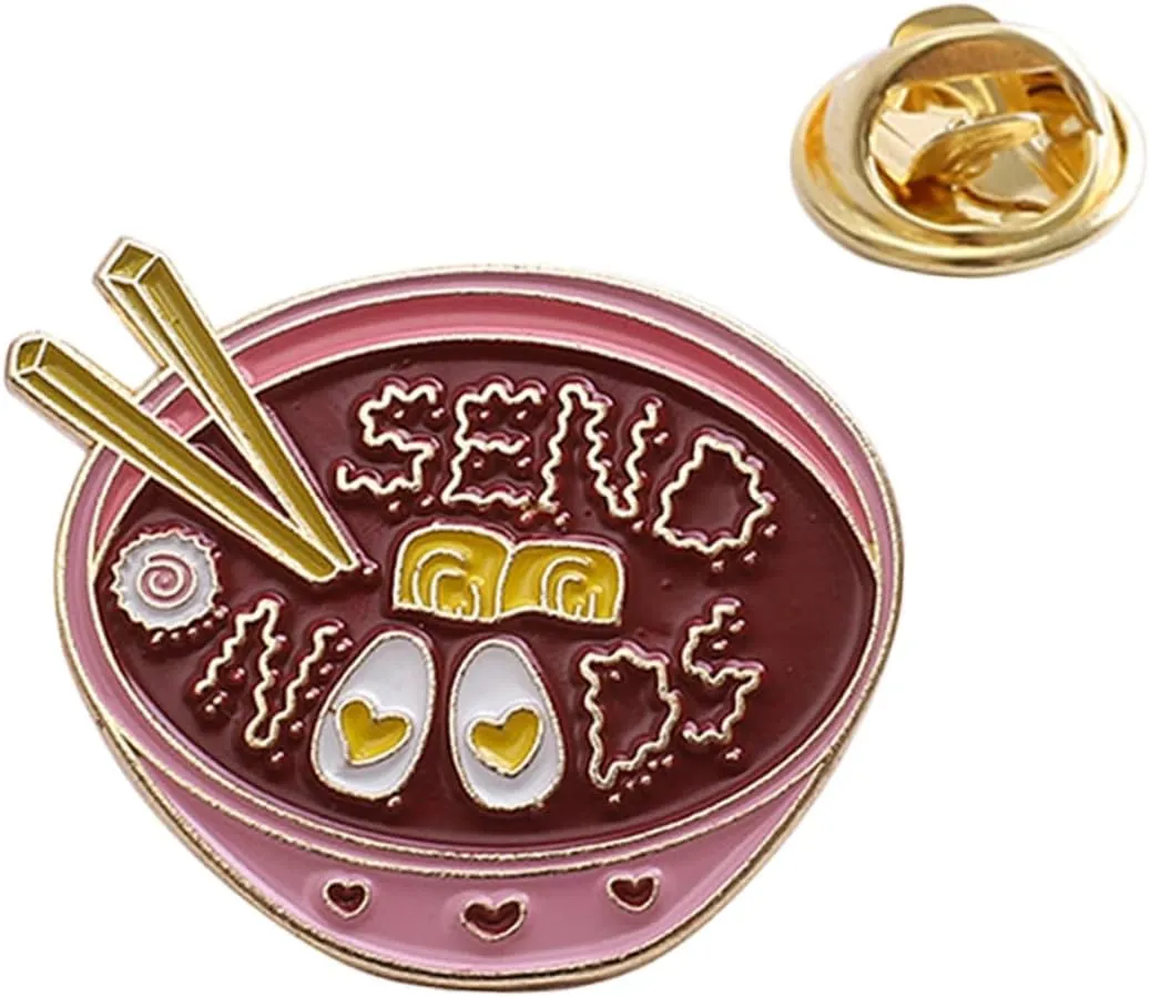 FRCOLOR 1Pc Funny Enamel Ramen Bowl Brooch Cute Cartoon Pin for Fashion Accessories present for Birthdays Parties and Special Occasions Dark Red Alloy Jewelry Pin