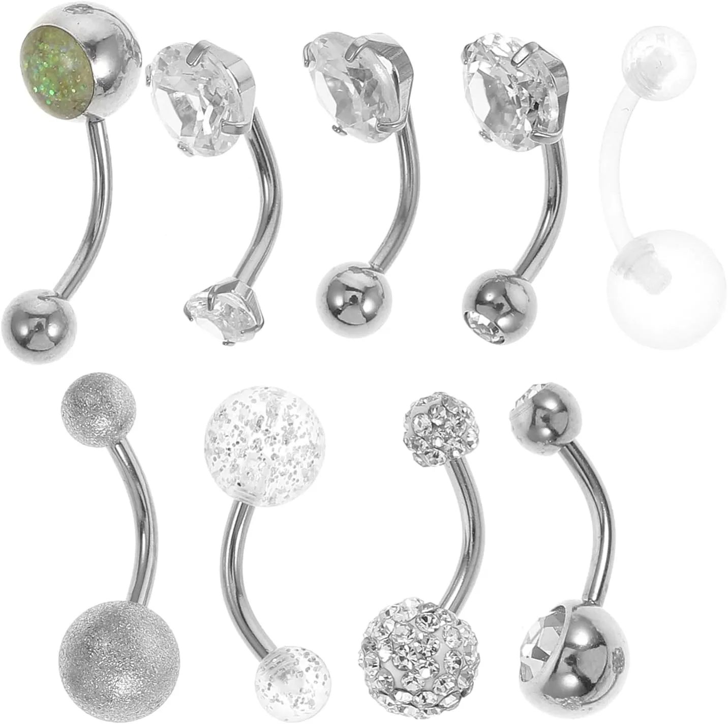 FRCOLOR Elegant Belly Button Ring Set Stainless Steel Navel Jewelry Belly Ring Hoop for Women