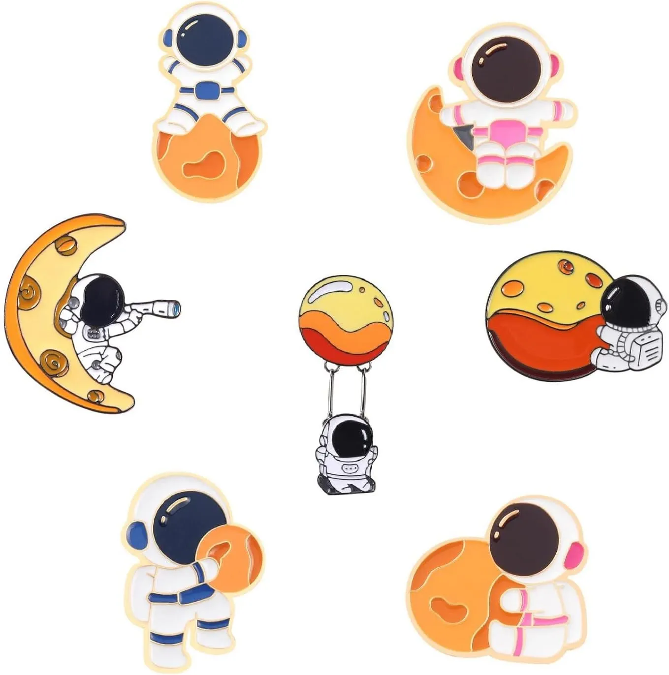 Funny Enamel Brooches Pin Set - Astronaut and Whale Cartoon Brooch Badge Pins for Clothes Bags Backpack for Women