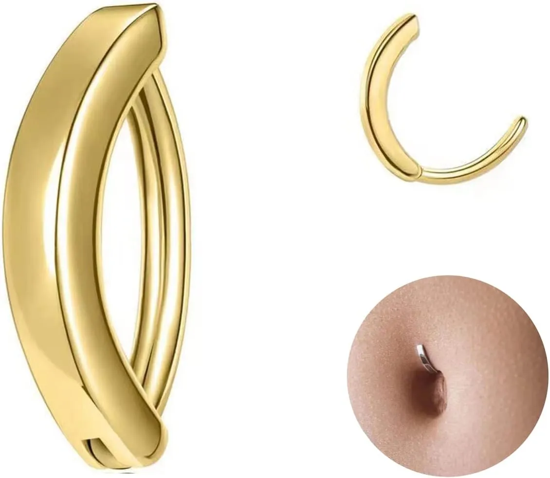 FUTIMELY Clicker Belly Button Rings Belly Barbell Piercing Rings Clicker Belly Piercing Rings Curved Navel Rings Belly Piercing Body Jewelry Gift for Women Men