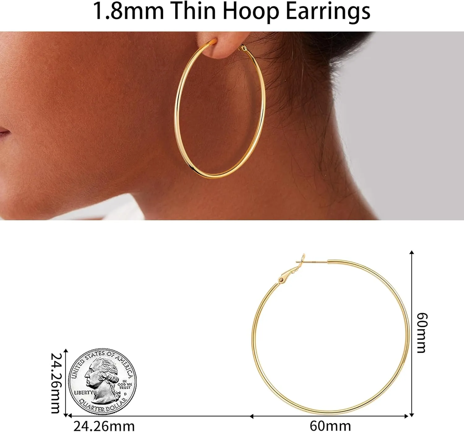 Gacimy Gold Hoop Earrings for Women 14K Gold Plated, 925 Sterling Silver Post hoops for Women