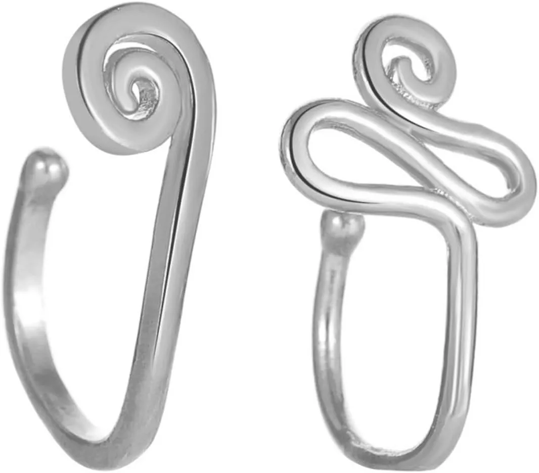 GALPADA 2pcs Metal Nose Studs Snail Snake Shape Nose Rings Fake Piercing Nose Adornments U-Shape Nose Hoops for Non-Pierced Wear