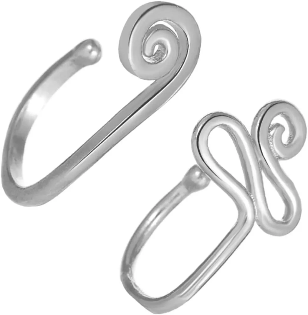 Gatuida 2pcs U-Shape Fake Nose Rings Metal Nose Pin Punk Piercing Jewelry Snail Snake Design Fashion