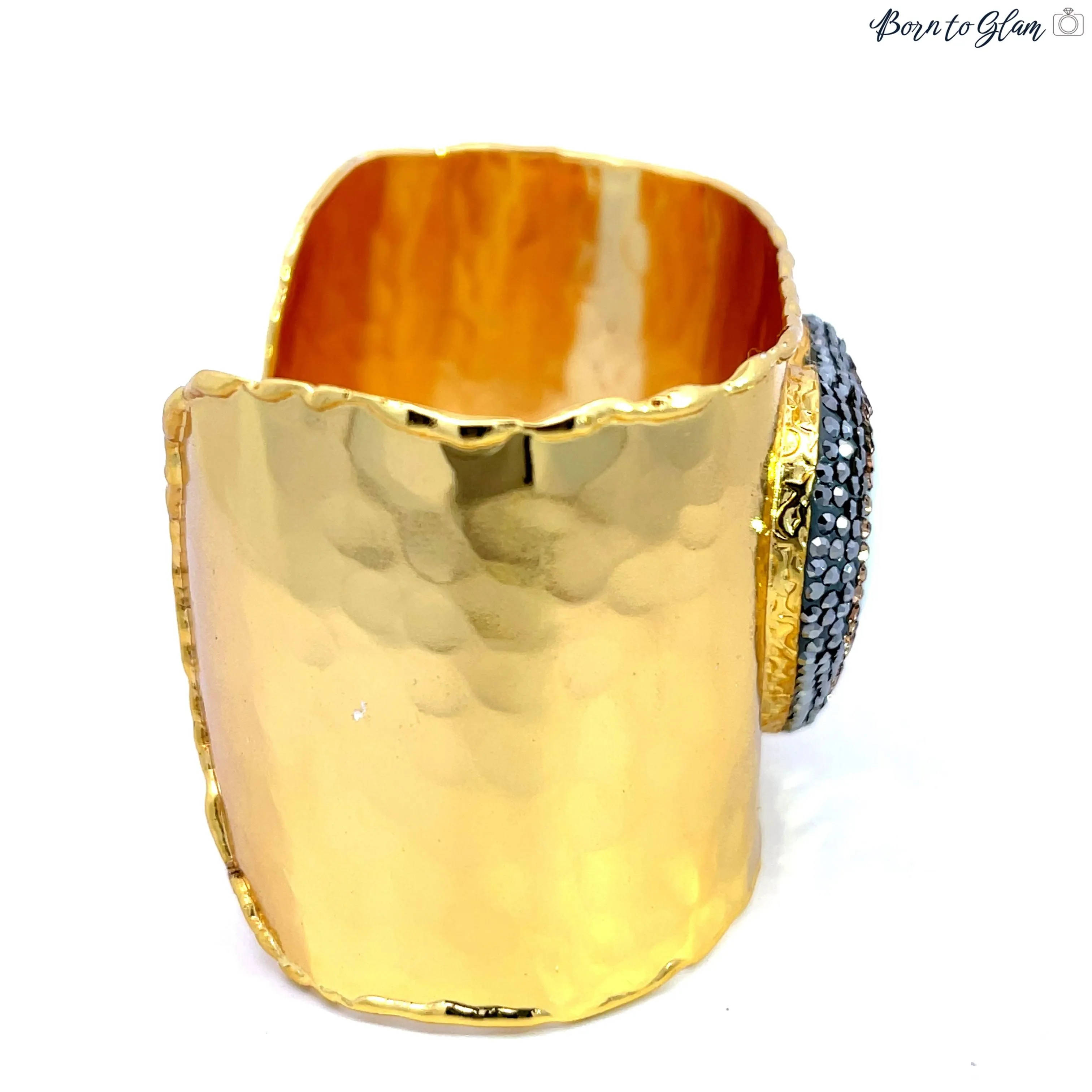 Gemstone Gold Adjustable Cuff Bracelet