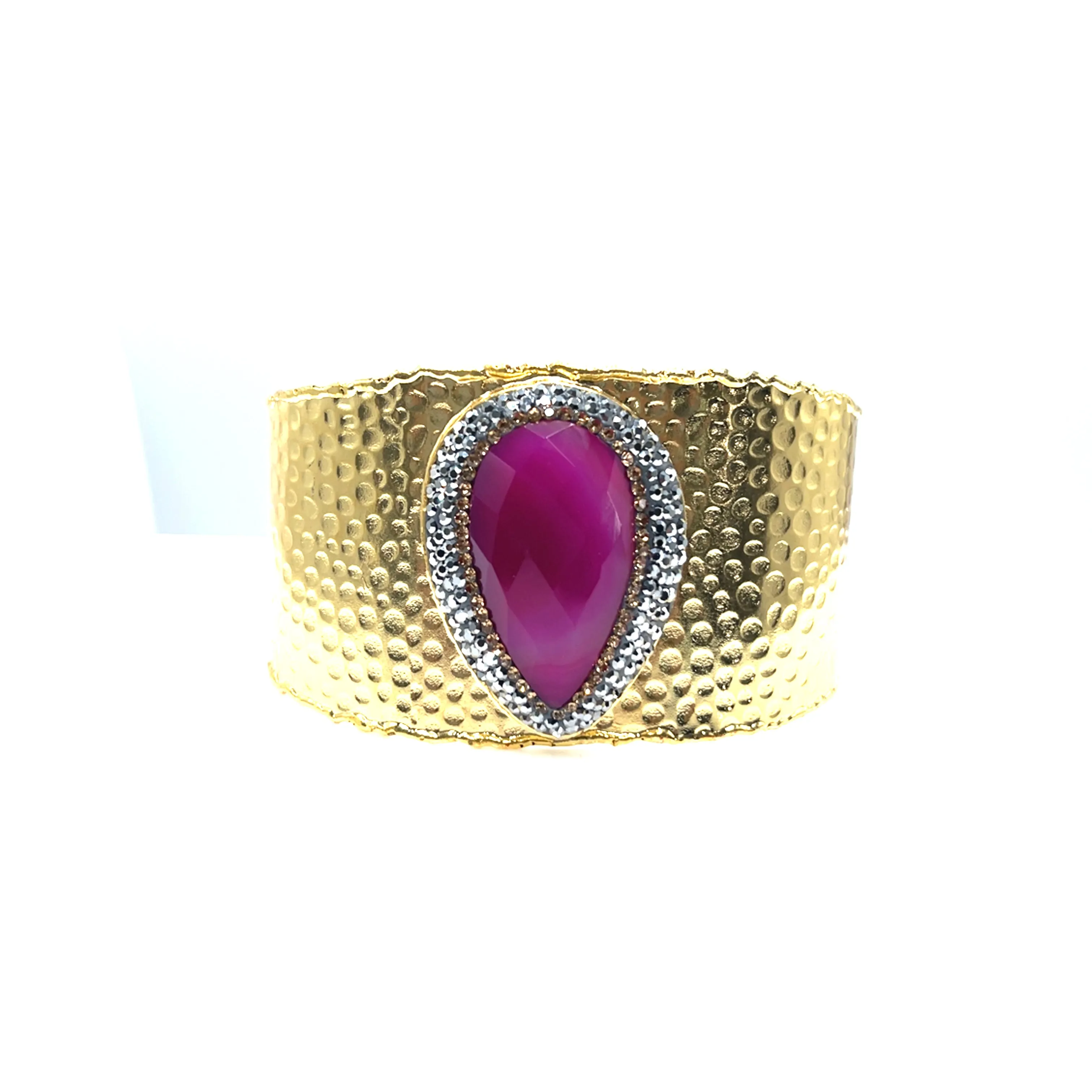Gemstone Gold Adjustable Cuff Bracelet