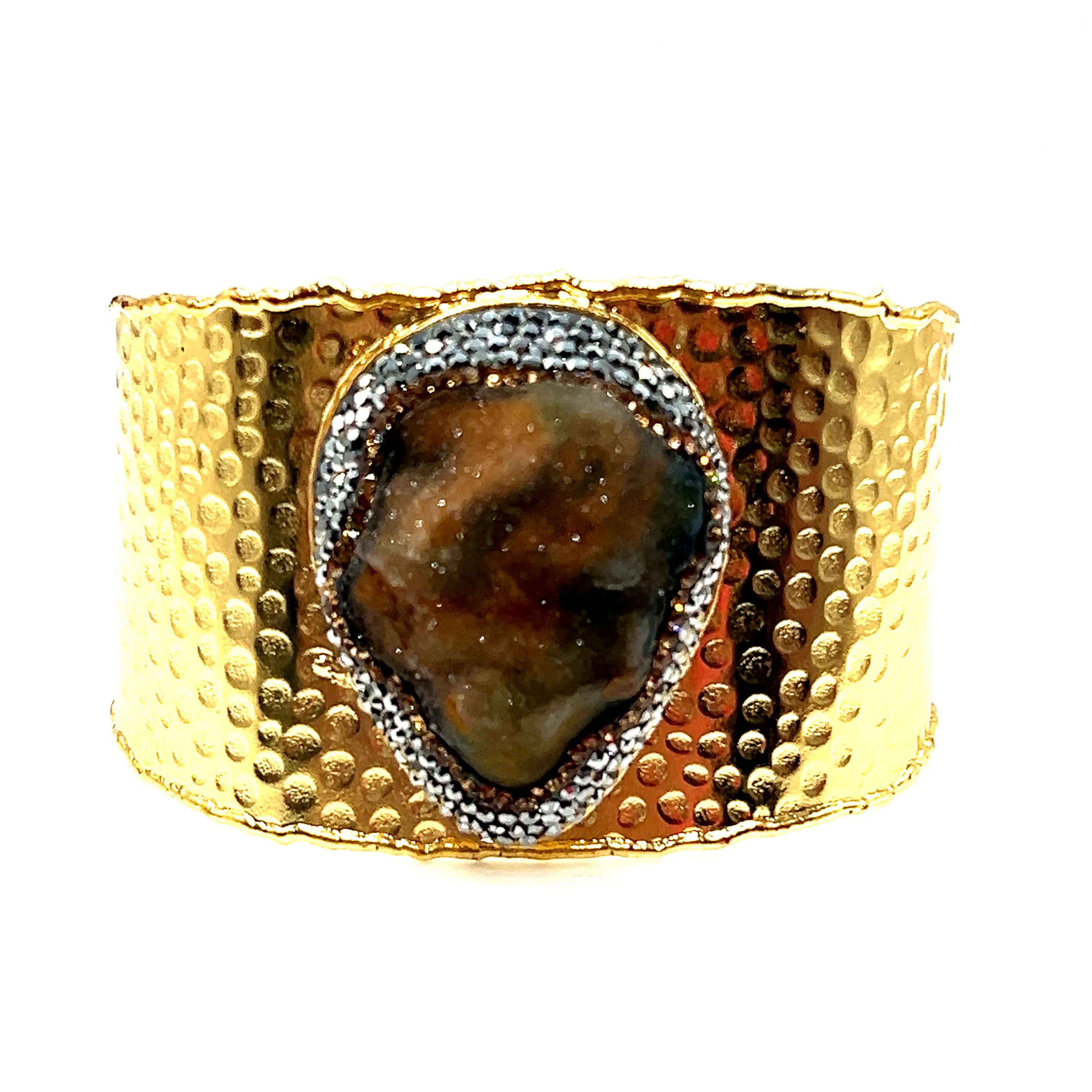 Gemstone Gold Adjustable Cuff Bracelet