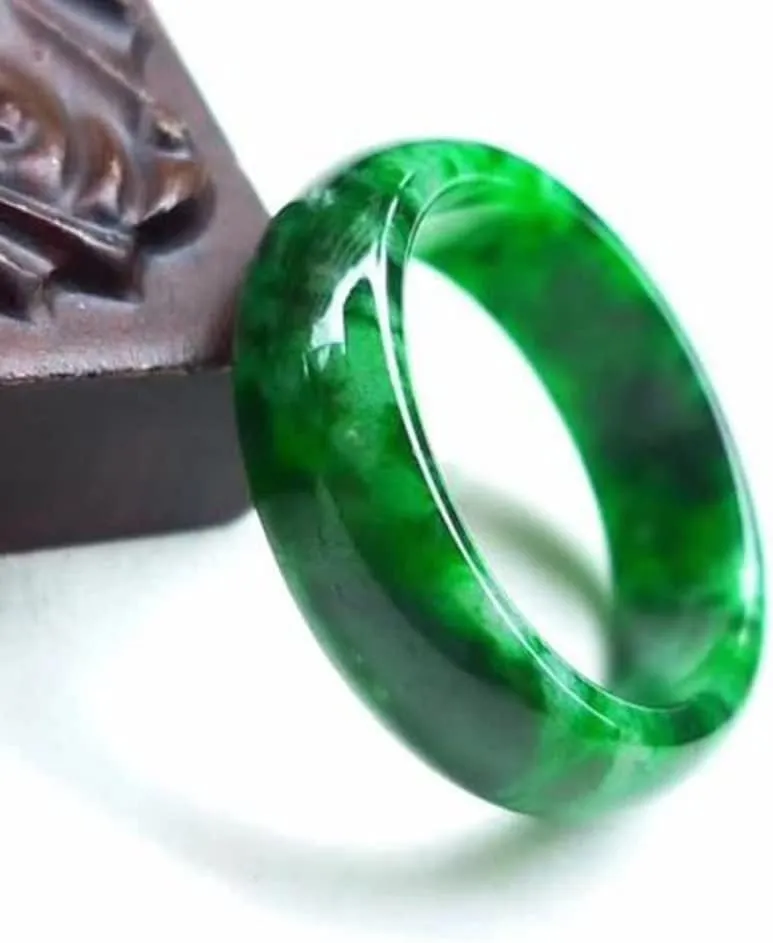 Genuine Green Jade Ring Band for Women Men Chinese Natural Good Luck Emeral Jewelry Jadeit Rings