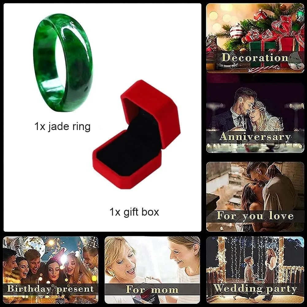 Genuine Green Jade Ring Band for Women Men Chinese Natural Good Luck Emeral Jewelry Jadeit Rings