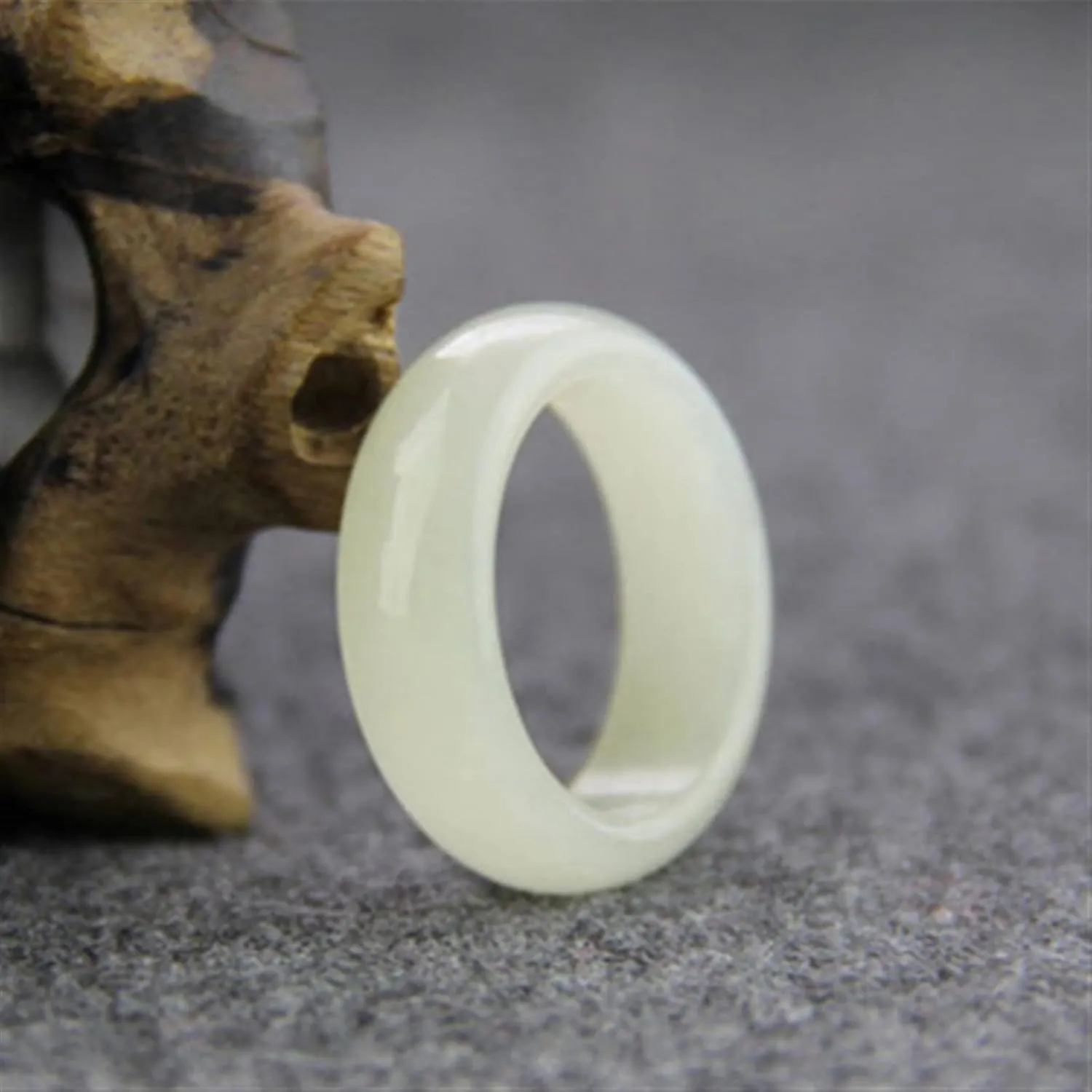 Genuine Natural White Jade Ring Men Women Jewelry Hetian Suet Jades Stone Couple Wedding Rings Gifts for Ladies (Gem Color : 6)