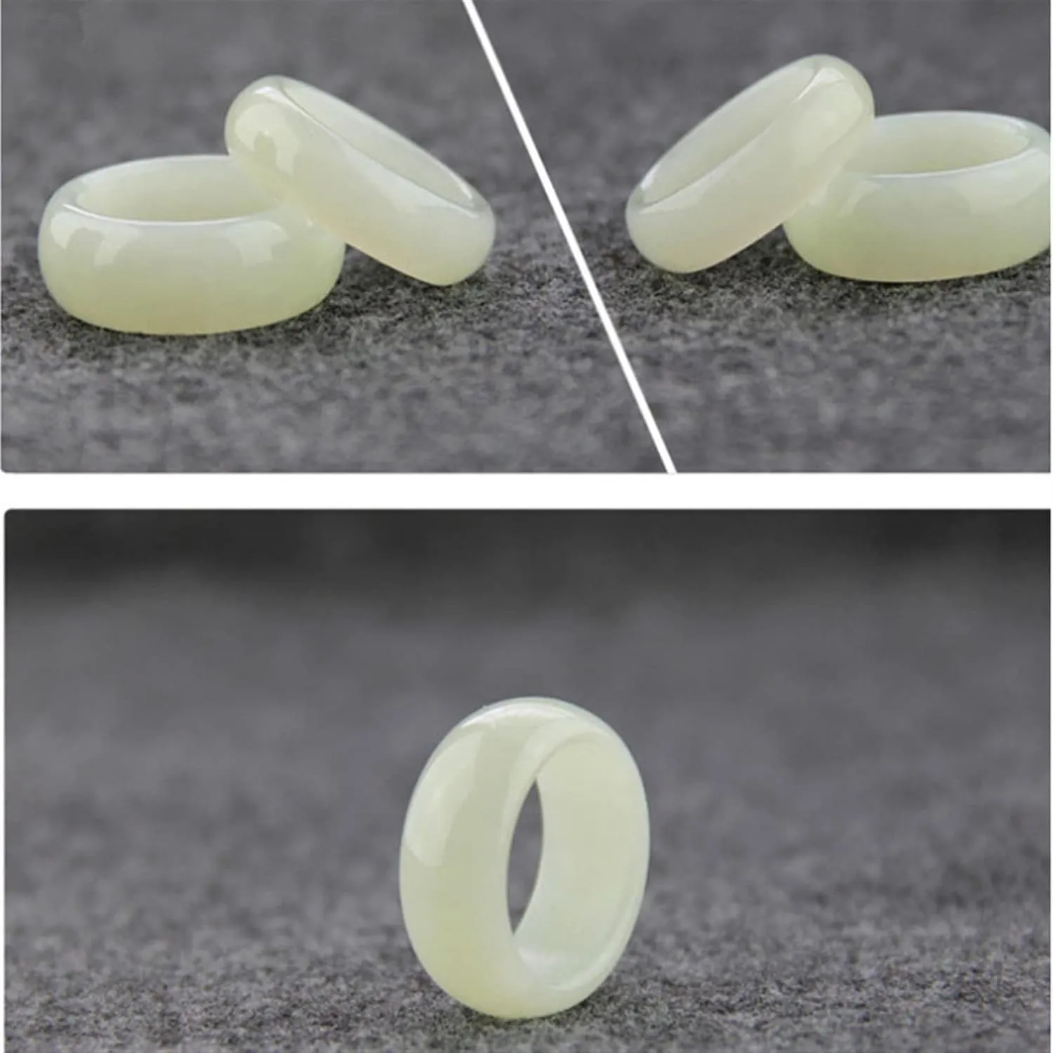 Genuine Natural White Jade Ring Men Women Jewelry Hetian Suet Jades Stone Couple Wedding Rings Gifts for Ladies (Gem Color : 6)