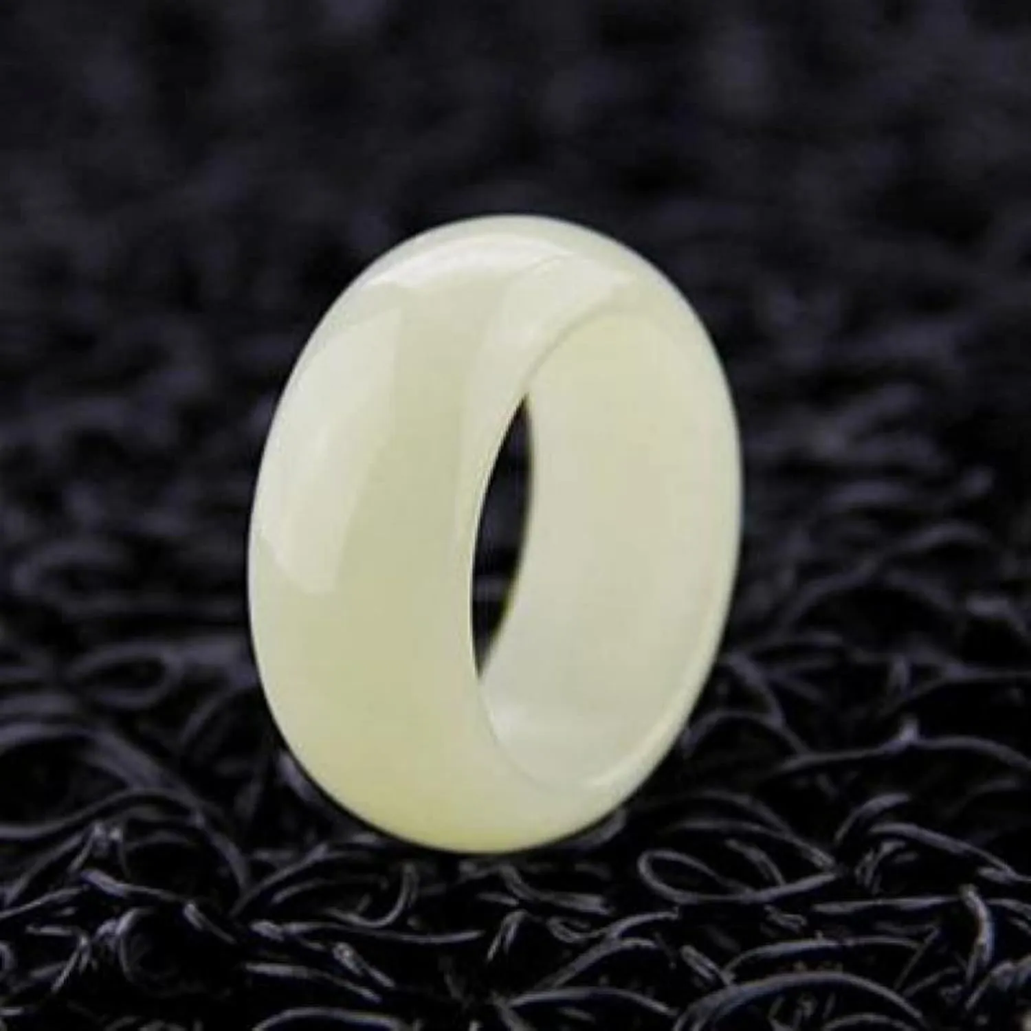 Genuine Natural White Jade Ring Men Women Jewelry Hetian Suet Jades Stone Couple Wedding Rings Gifts for Ladies (Gem Color : 6)