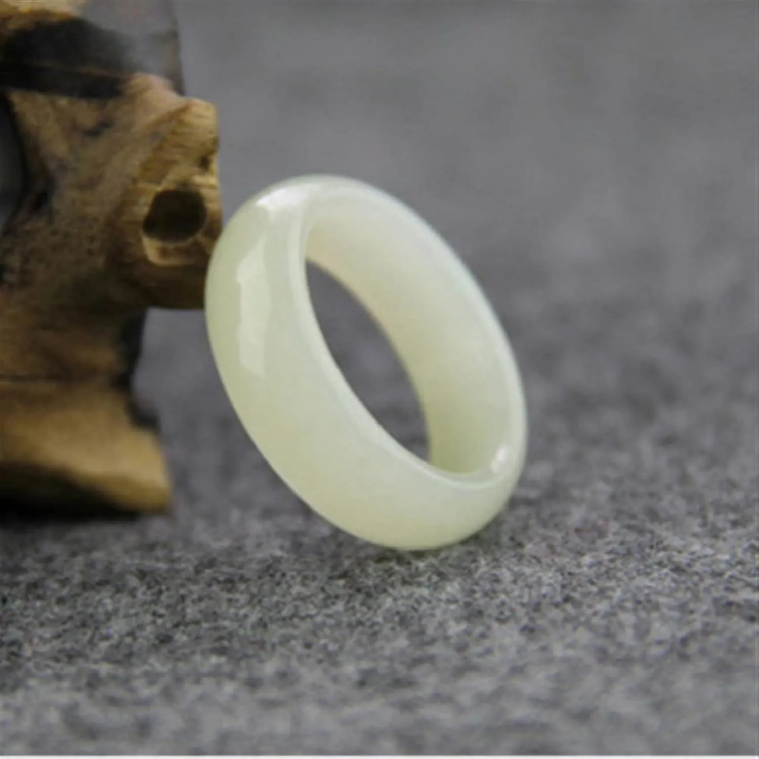 Genuine Natural White Jade Ring Men Women Jewelry Hetian Suet Jades Stone Couple Wedding Rings Gifts for Ladies (Gem Color : 6)