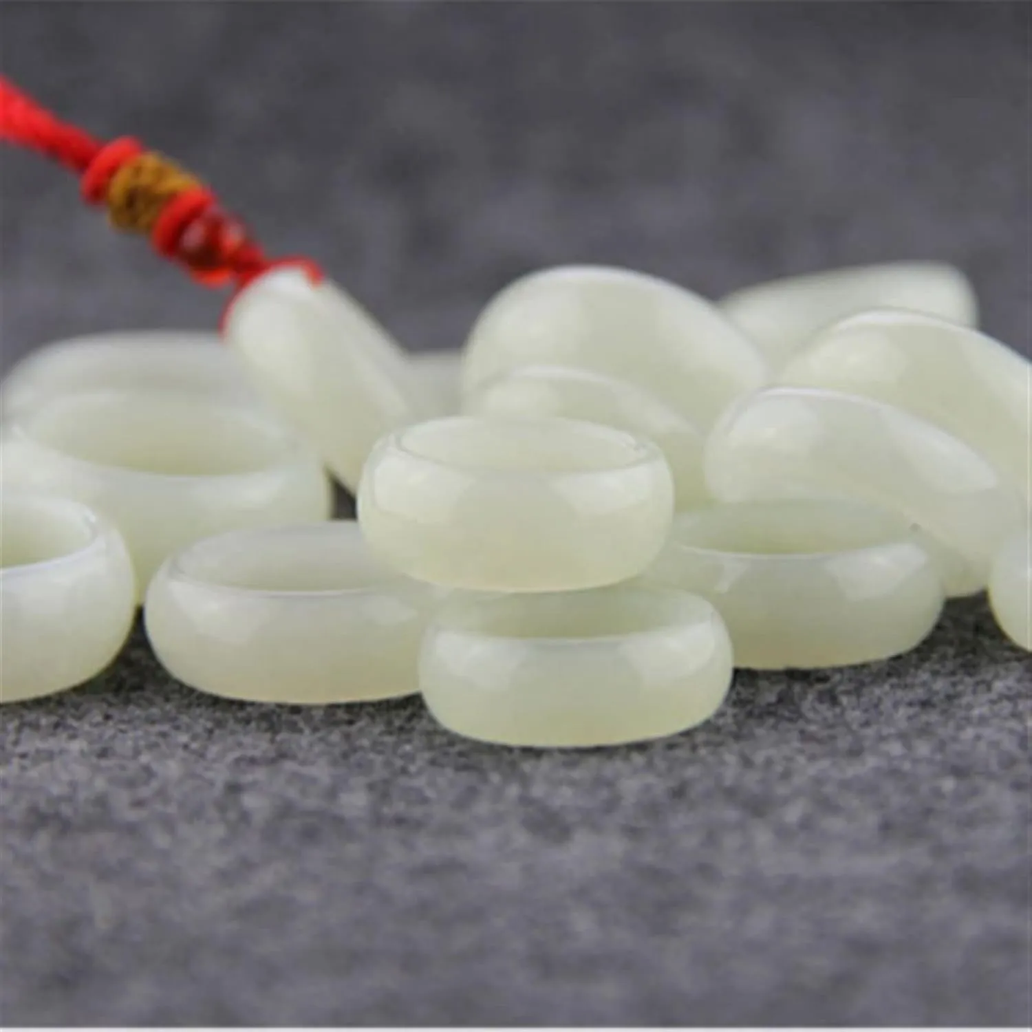 Genuine Natural White Jade Ring Men Women Jewelry Hetian Suet Jades Stone Couple Wedding Rings Gifts for Ladies (Gem Color : 6)