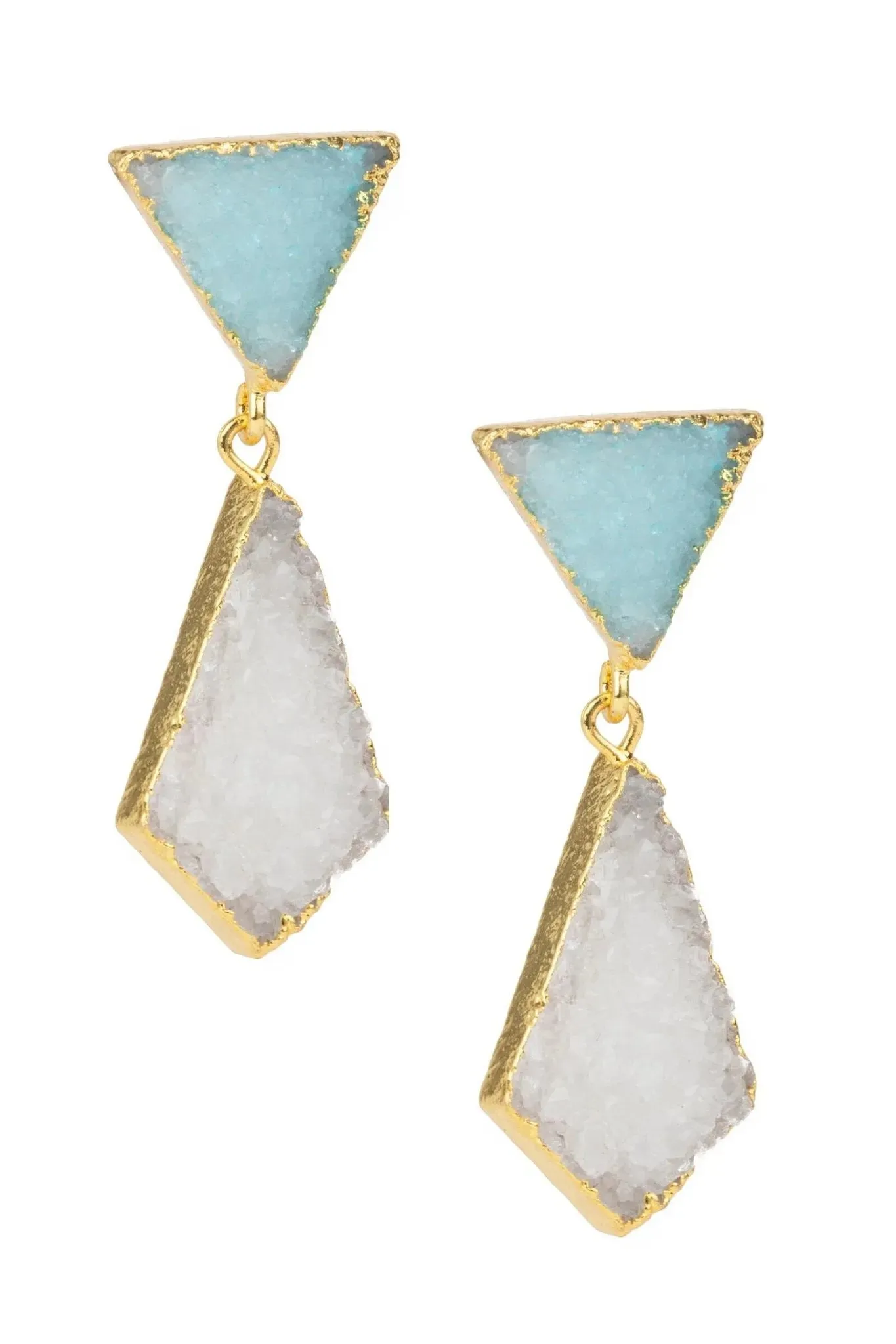 Geometric Druzy Drop Earrings