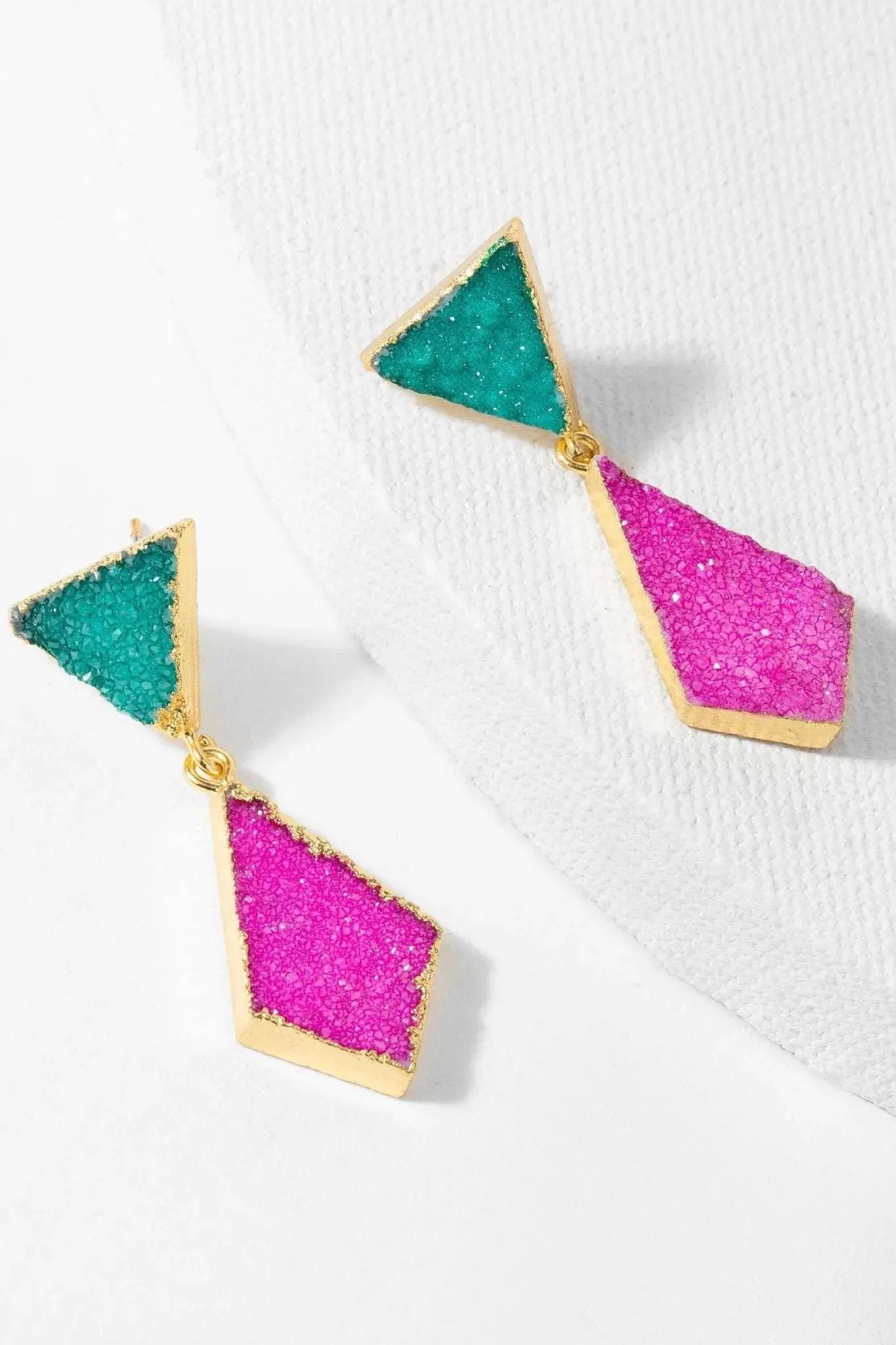 Geometric Druzy Drop Earrings