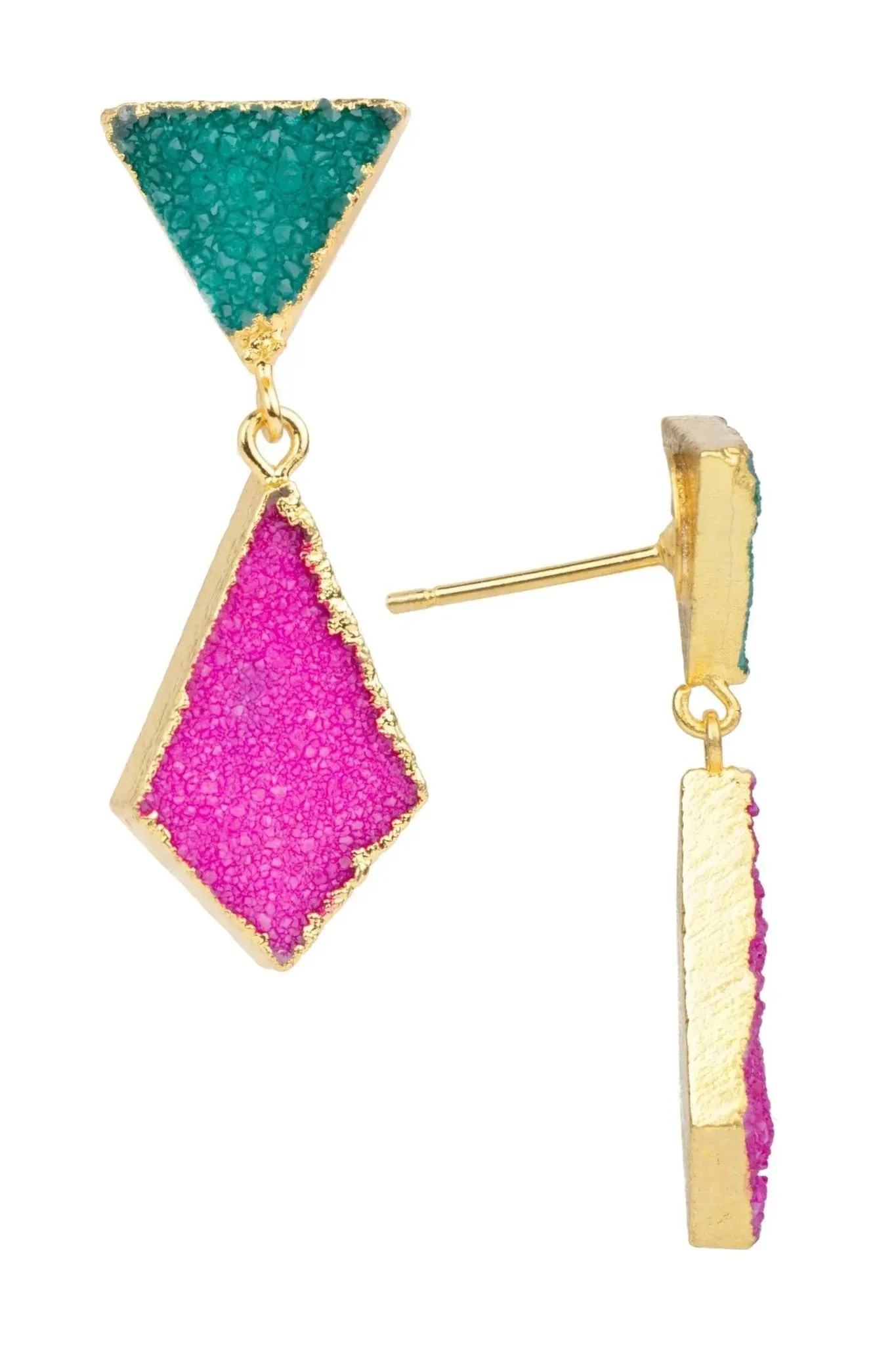 Geometric Druzy Drop Earrings
