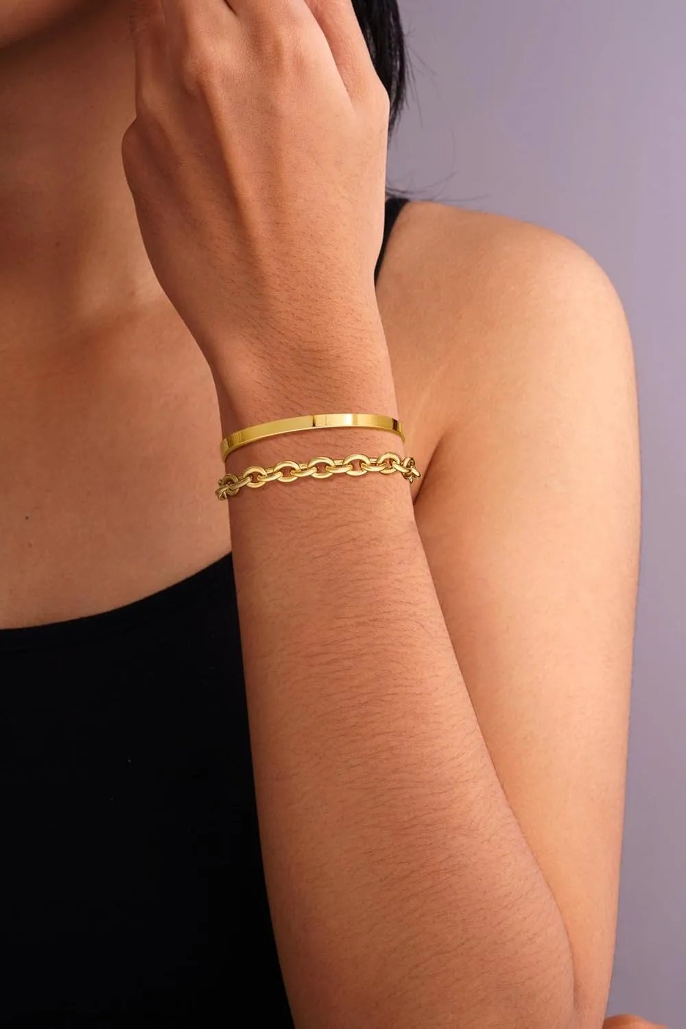 Gold Bracelets for Women Trendy,Stackable 14k Gold Plated Bangle Bracelets Set Waterproof Cuban Link Diamond Beaded Chain Paperclip Chain Bracelets Simple Fashion Jewelry Gifts for Women