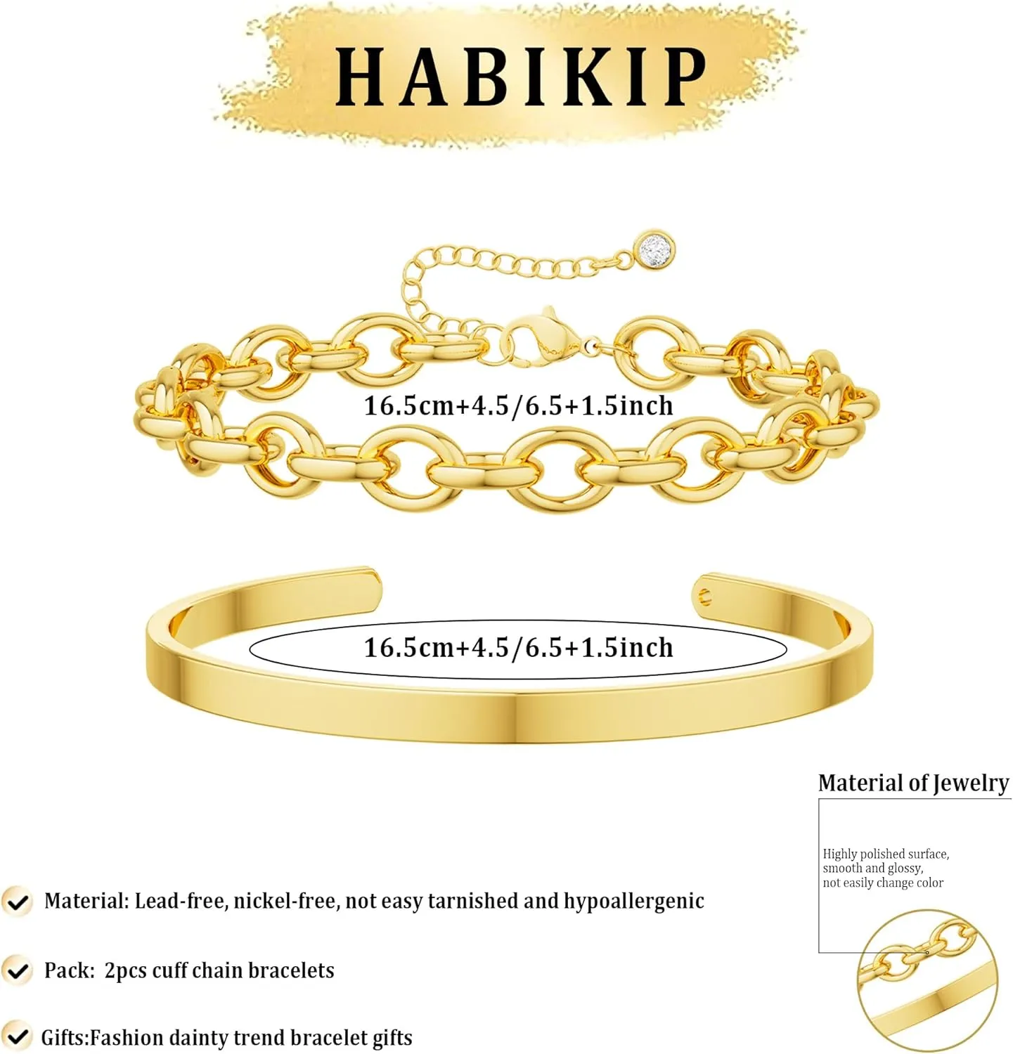 Gold Bracelets for Women Trendy,Stackable 14k Gold Plated Bangle Bracelets Set Waterproof Cuban Link Diamond Beaded Chain Paperclip Chain Bracelets Simple Fashion Jewelry Gifts for Women