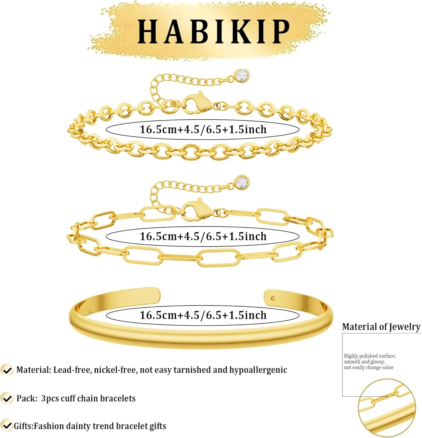 Gold Bracelets for Women Trendy,Stackable 14k Gold Plated Bangle Bracelets Set Waterproof Cuban Link Diamond Beaded Chain Paperclip Chain Bracelets Simple Fashion Jewelry Gifts for Women
