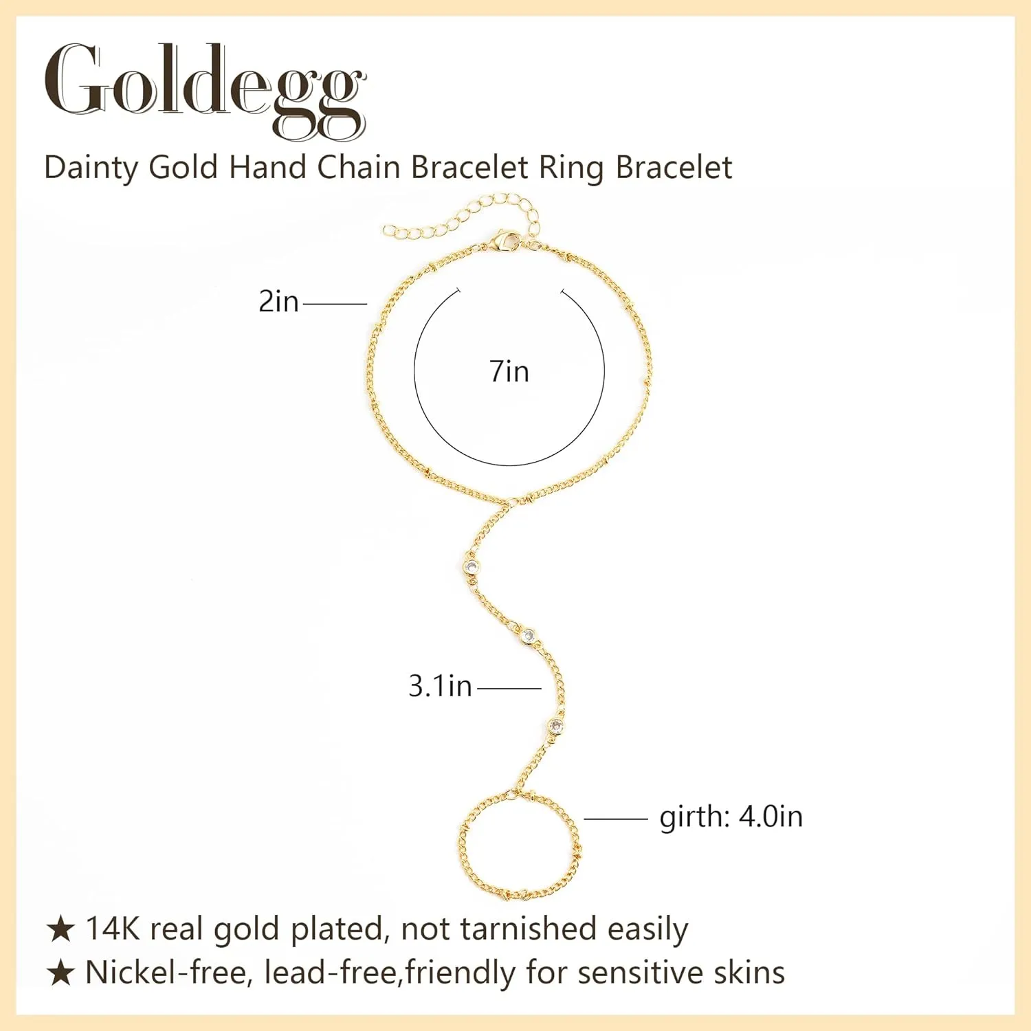 Gold Hand Chain Bracelets for Women, 14K Gold Plated Hand Chain Dainty Finger Ring Bracelet Gold Jewelry Gifts Trendy