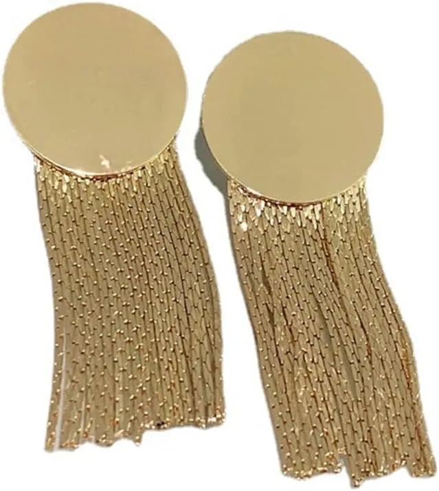 Gold Long Tassel Dangle Earrings for Woman Trendy Long Statement Earrings Dangling Gold Plated Chain Drop Earring for Prom Jewelry Gifts