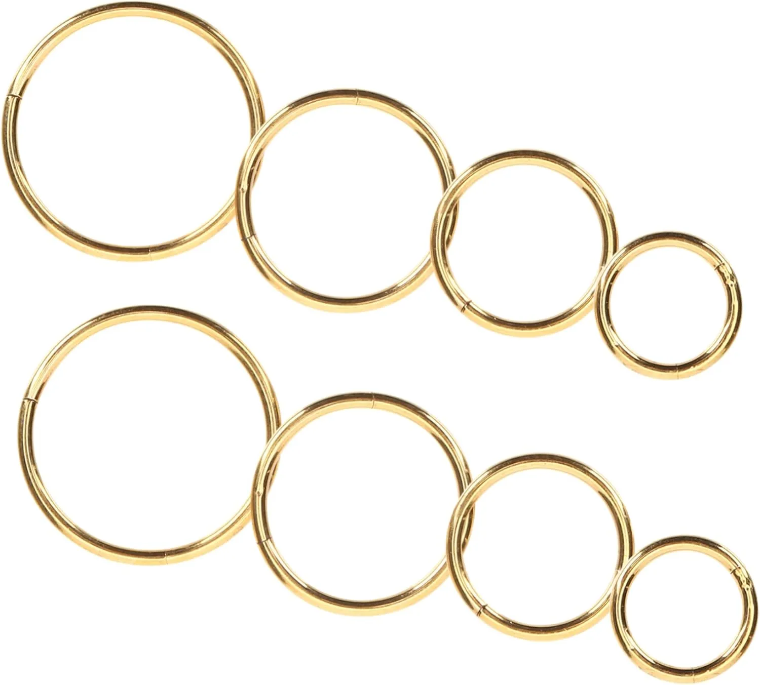 Gold Nose Ring Hoops Stainless Spiral Nose Jewelry for Women 8pcs Set 1.0 * 6mm 8mm 10mm 12mm Hoop Piercings