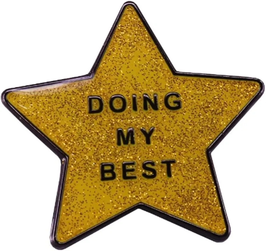 Gold Star Enamel Pin Doing My Best Gold Glitter Star Enamel Brooch Pin Metal Badges Lapel Pin Brooches Jackets Jeans Fashion Jewelry Accessories
