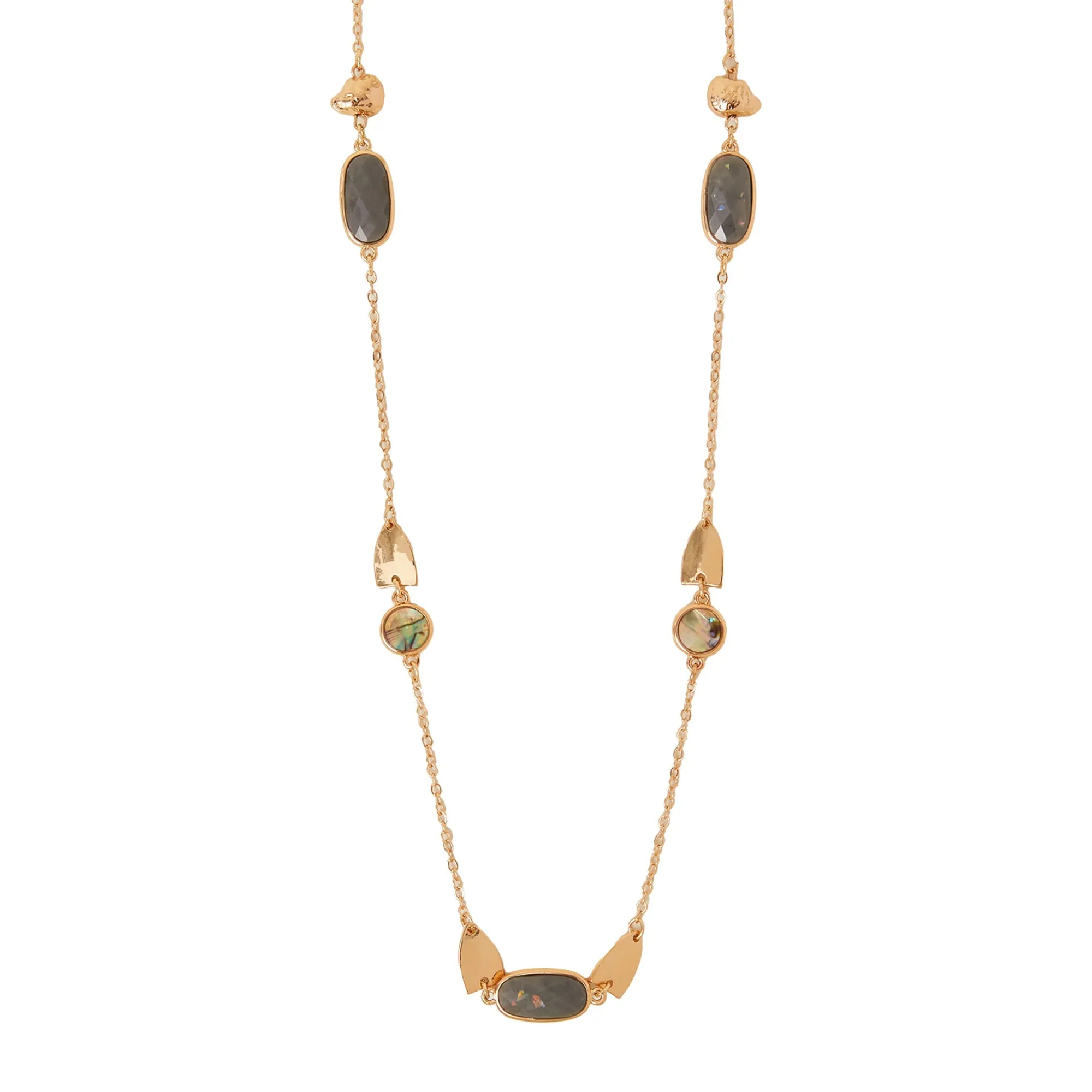 Gold Stone Station Necklace