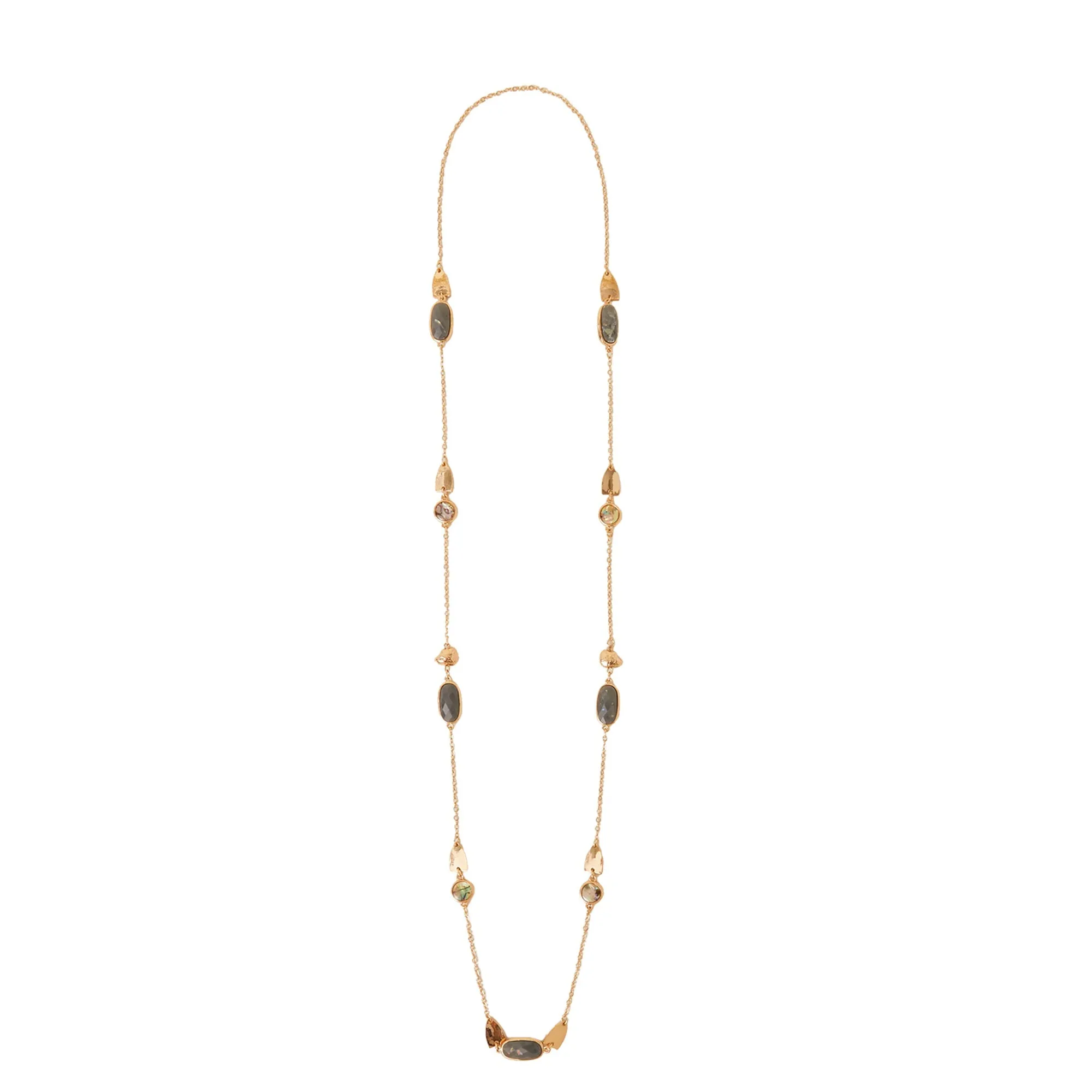 Gold Stone Station Necklace
