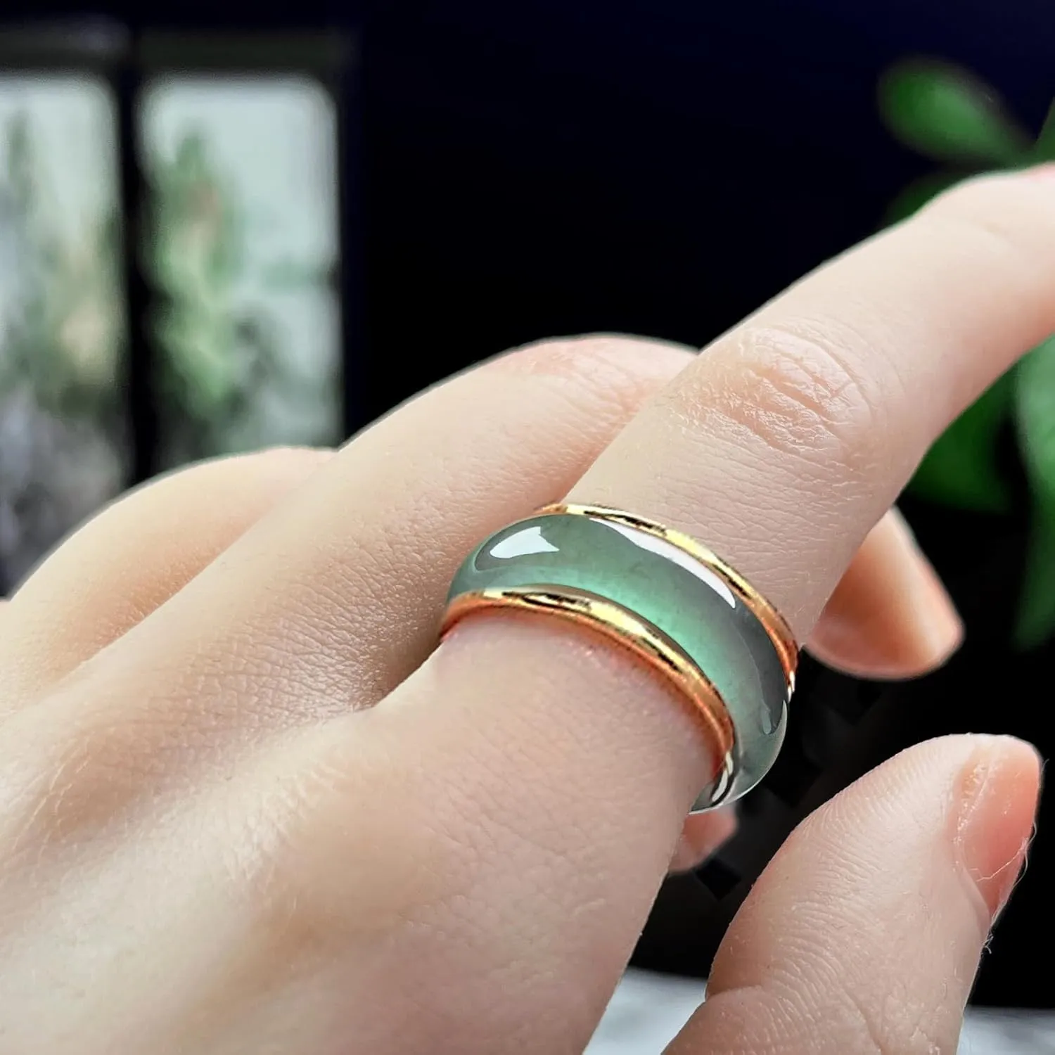 Good Luck Jade Gemstome Wealth AAA Genuine Translucent Delicate Jadeite Stackable Rings for Women Authentic Healing Nature Real Crystal Jewelry Gifts