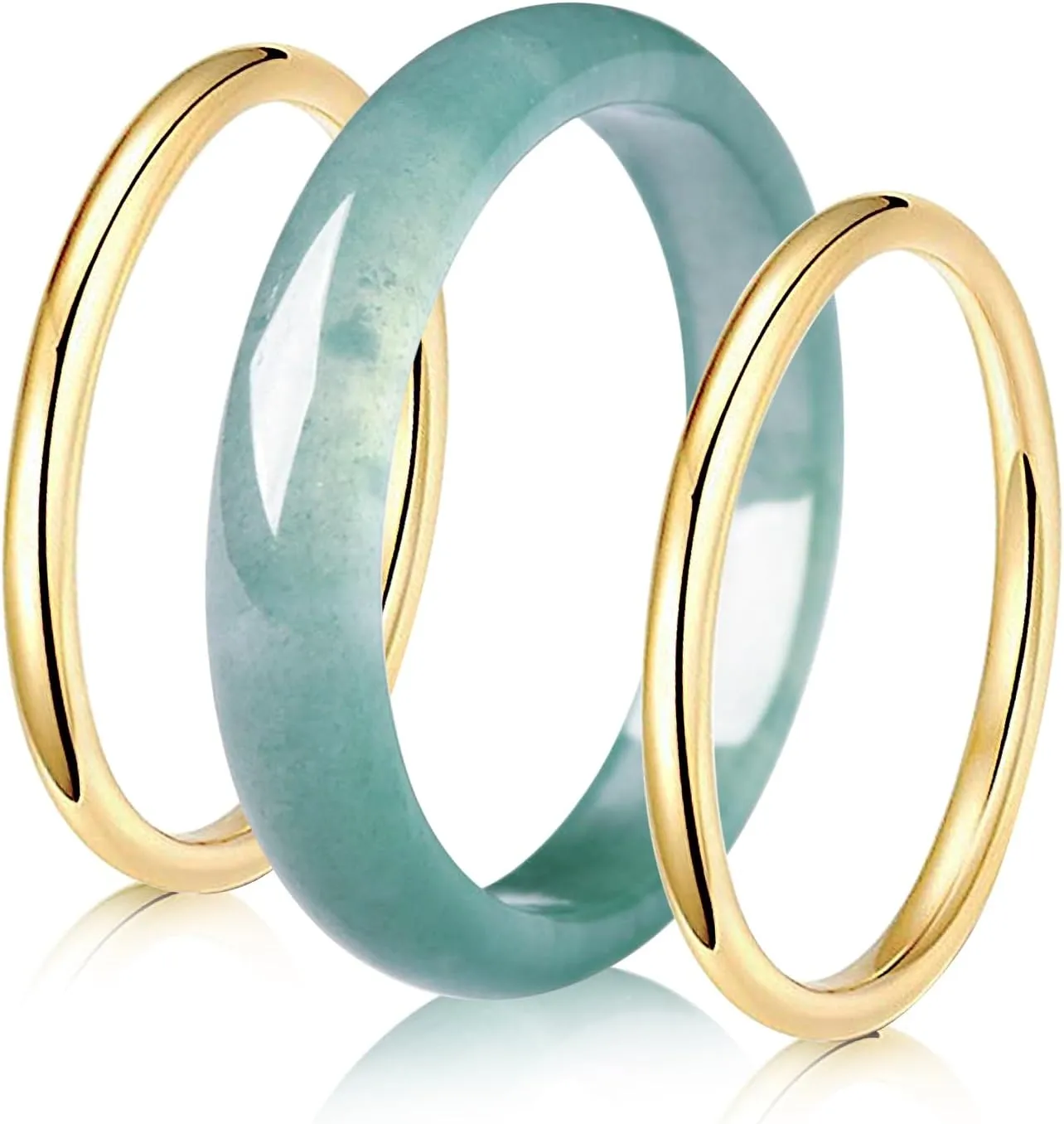 Good Luck Jade Gemstome Wealth AAA Genuine Translucent Delicate Jadeite Stackable Rings for Women Authentic Healing Nature Real Crystal Jewelry Gifts
