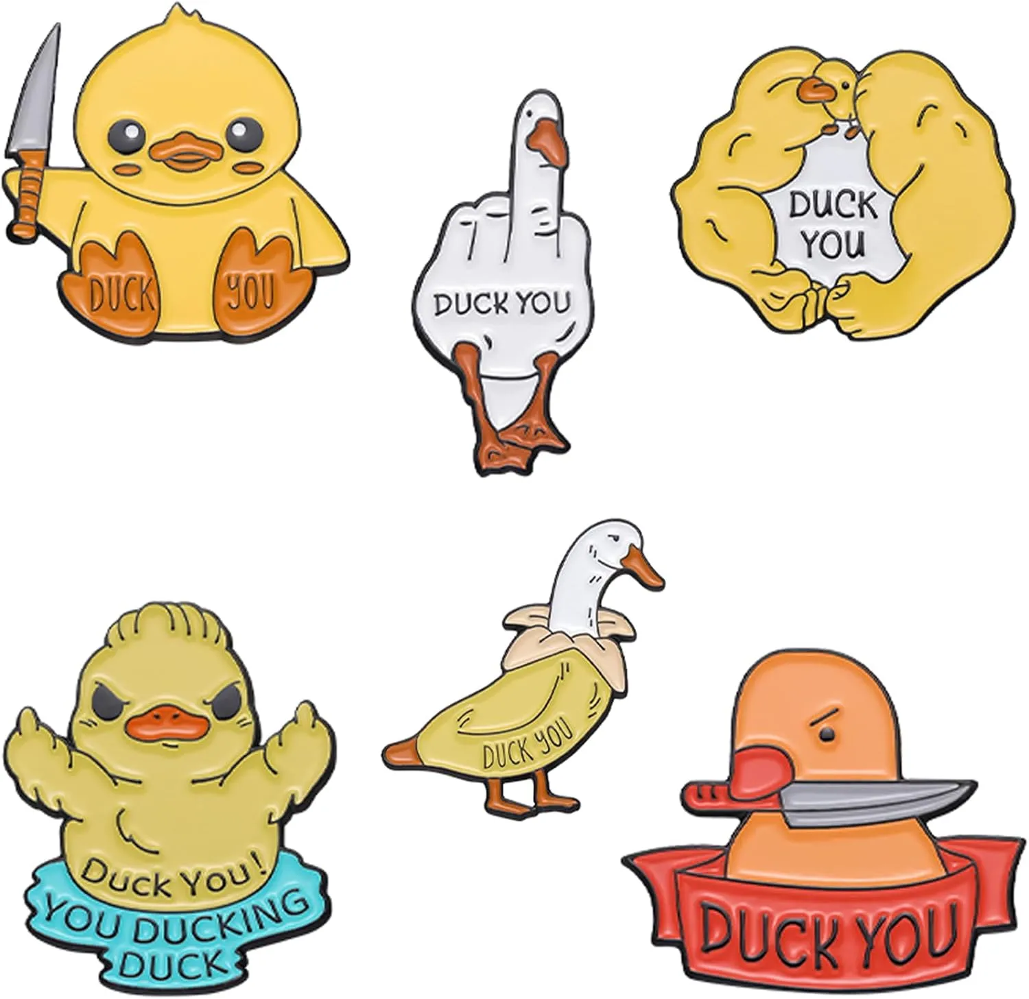 Goose Enamel Lapel Pin Set Cartoon Animal Enamel Pins for Women/Men Cute DIY Duck Enamel Brooch Pins for Jackets Backpacks (YD195)