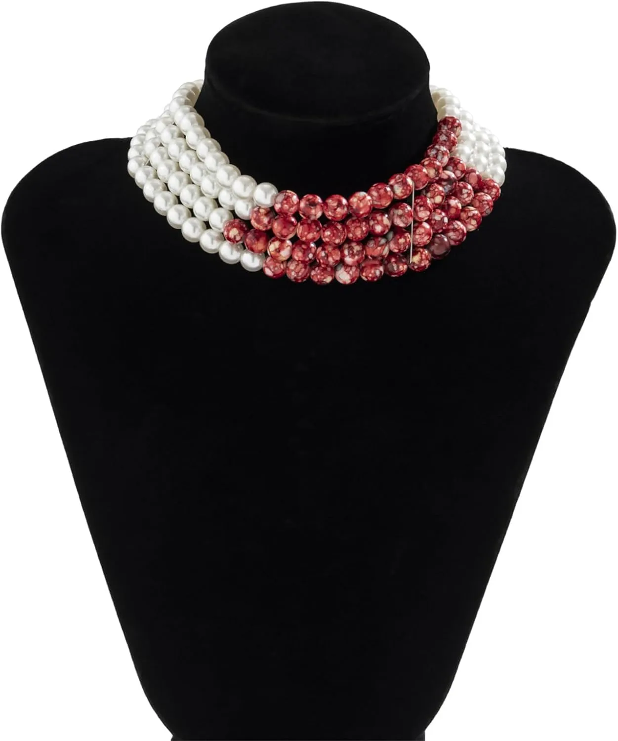 Gothic Blood Pearl Necklace for Women, Adjustable Dripping Blood Choker Layered Bleeding Pearls Necklaces Punk Bloody Tassel Clavicle Halloween Jewelry