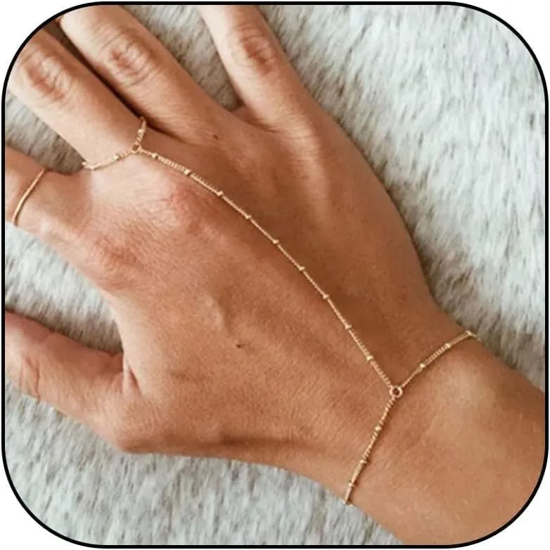 Hand Chain Bracelet for Women Dainty Gold Bracelets Trendy Ring Bracelet Hand Chain Hand Jewelry Gifts for Women