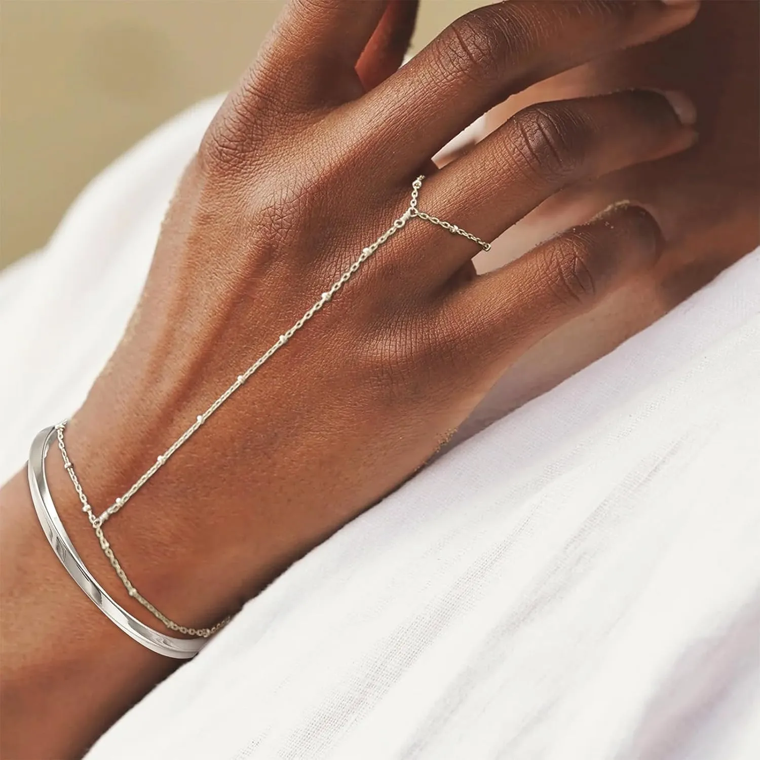 Hand Chain Silver Bangle Gold Bangle Bracelet Silver Bangles Bracelets for Women Cuff Bracelets Ring Bracelet Hand Chain Gold Silver Hand Chain Bracelet