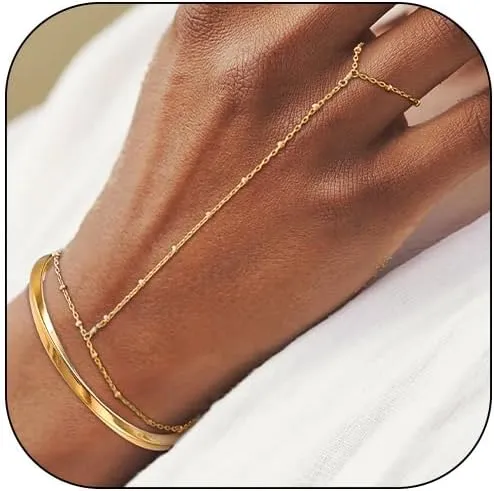 Hand Chain Silver Bangle Gold Bangle Bracelet Silver Bangles Bracelets for Women Cuff Bracelets Ring Bracelet Hand Chain Gold Silver Hand Chain Bracelet