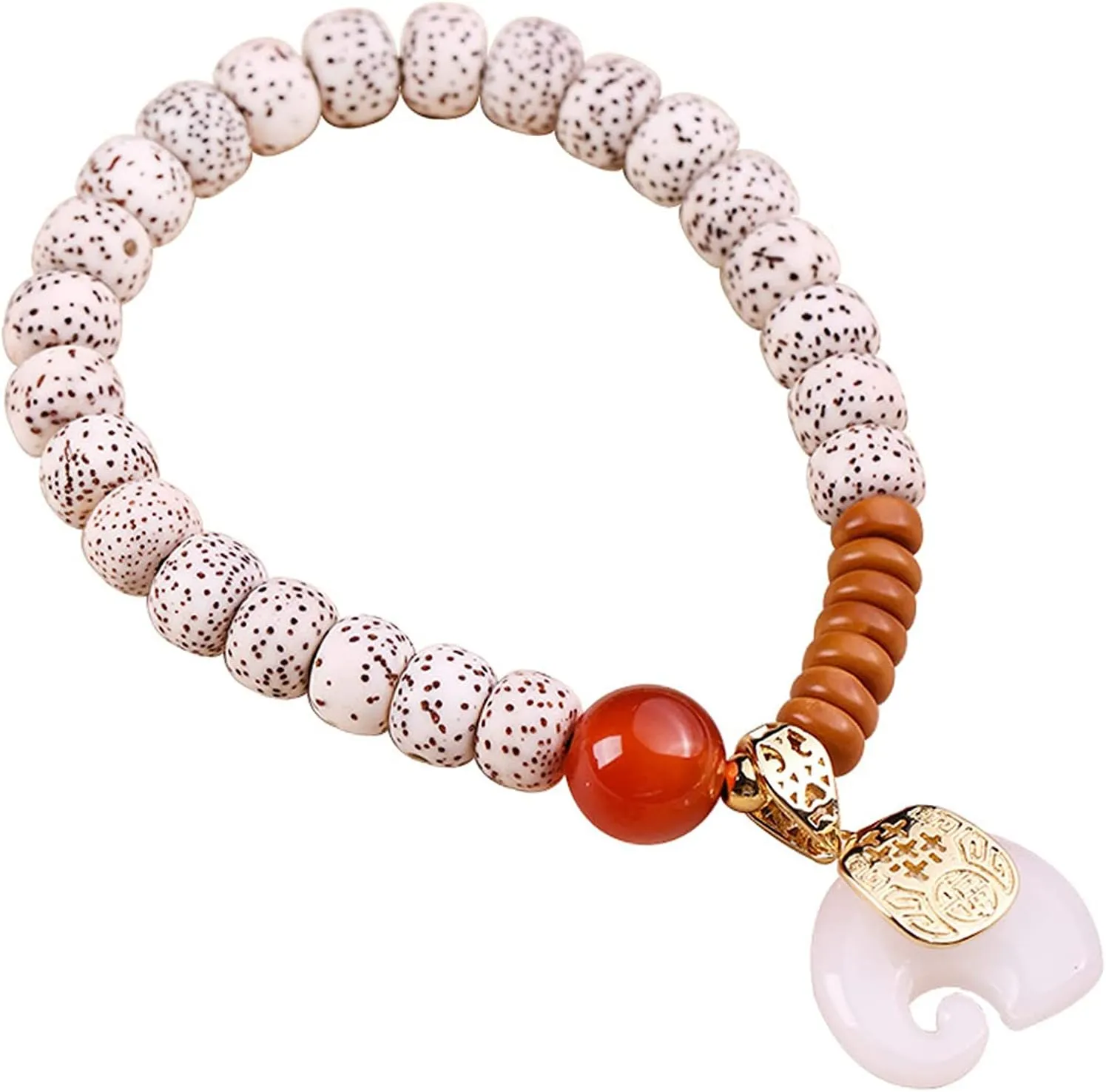 Handstring,bracelet beadsWood Bracelet Bodhi Bead Good Luck Bracelet Mala Beads Bracelet Buddhist Prayer Beads Bracelet Jade Elephant Bracelet for Women Men Amulet Attract Wealth,Red agate Cinnabar (C