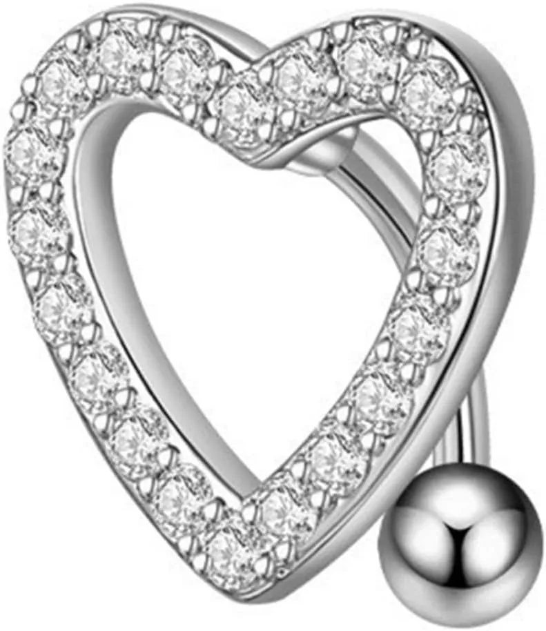 Heart Shaped Navel Piercing Ring Belly Button Jewelry Durable Comfortable Body Decor for Women Premium Quality Eye-catching Design Fashionable Belly Rings