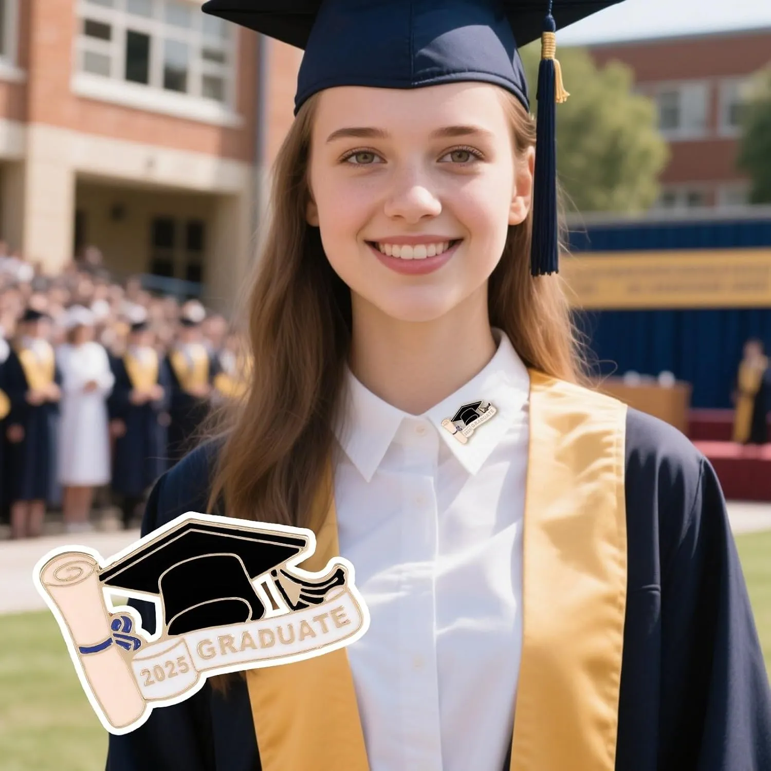 HELLORSO 6 Pcs Graduation Cap and Diploma School Graduate Enamel Lapel Pin Class of 2025 Graduation Safety Pins for Women Men Her Him Graduation Cap Decoration Souvenir Gift