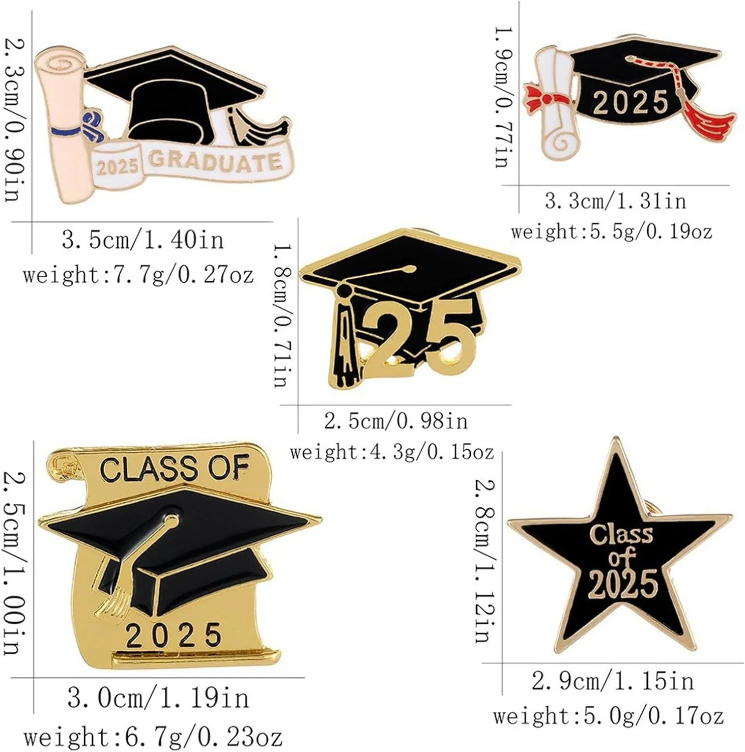 HELLORSO 6 Pcs Graduation Enamel Pins, Graduation Button Pins 2024, Graduate Button Lapel Pin, 2024 Graduation Pin Gifts for Her or Him